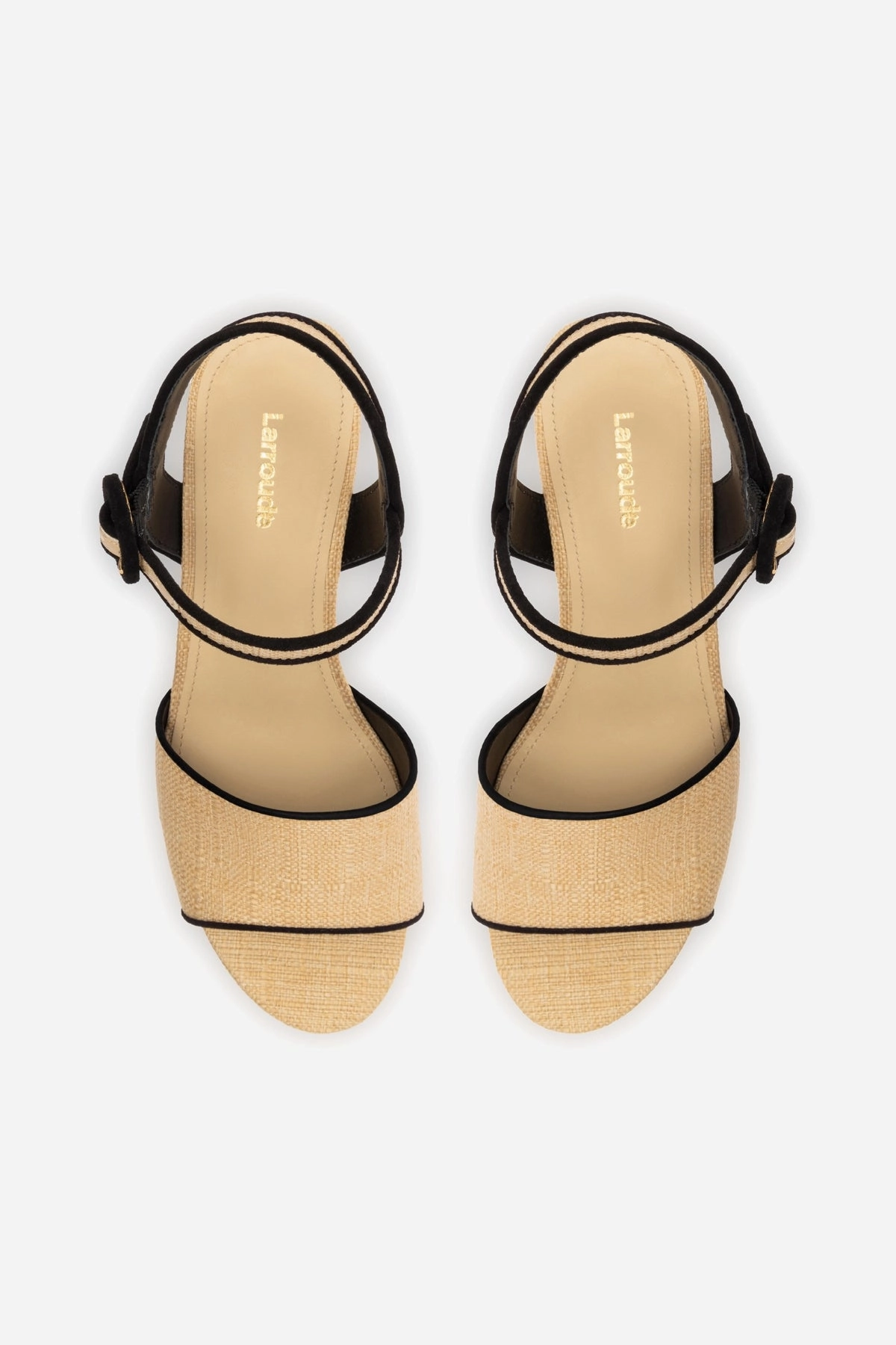 Miso Sandal In Beige Raffia and Black Trimming