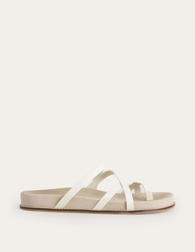 Multi Strap Flat Sandals-Ecru Leather