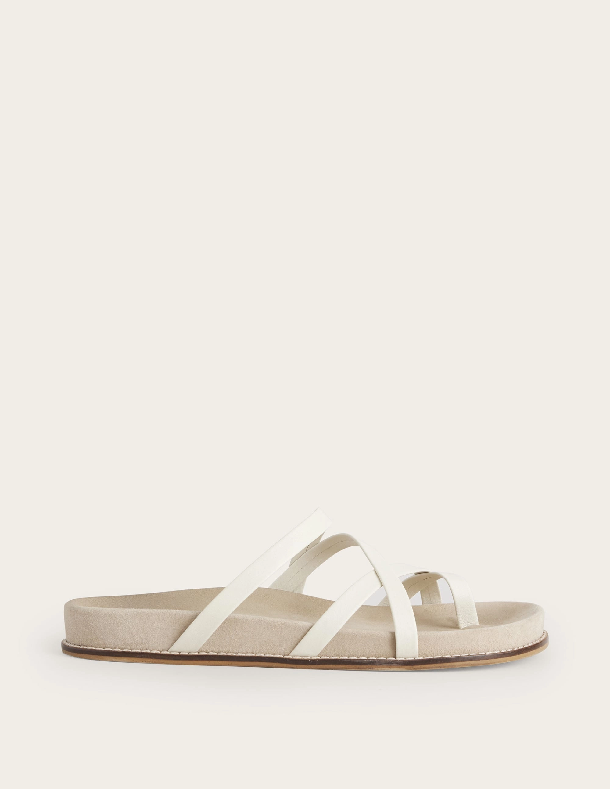 Multi Strap Flat Sandals-Ecru Leather