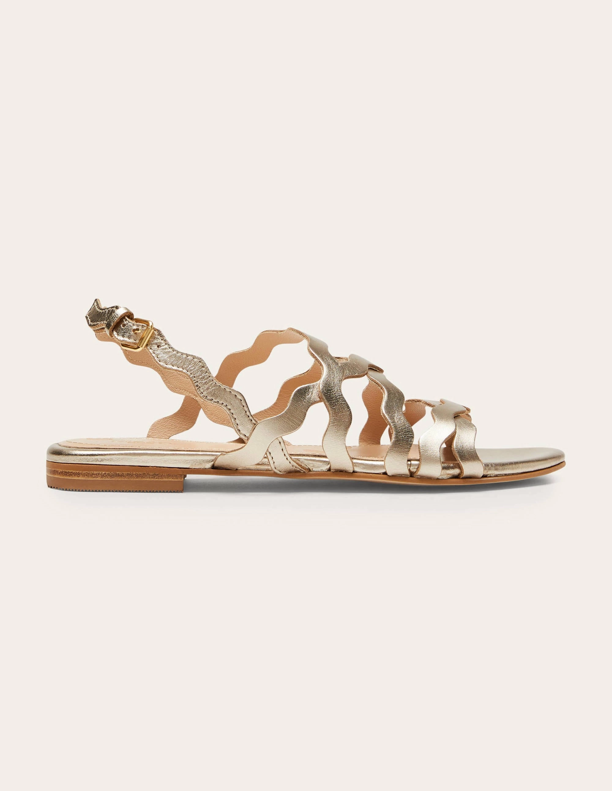 Multi Strap Flat Sandals-Pale Gold Metallic