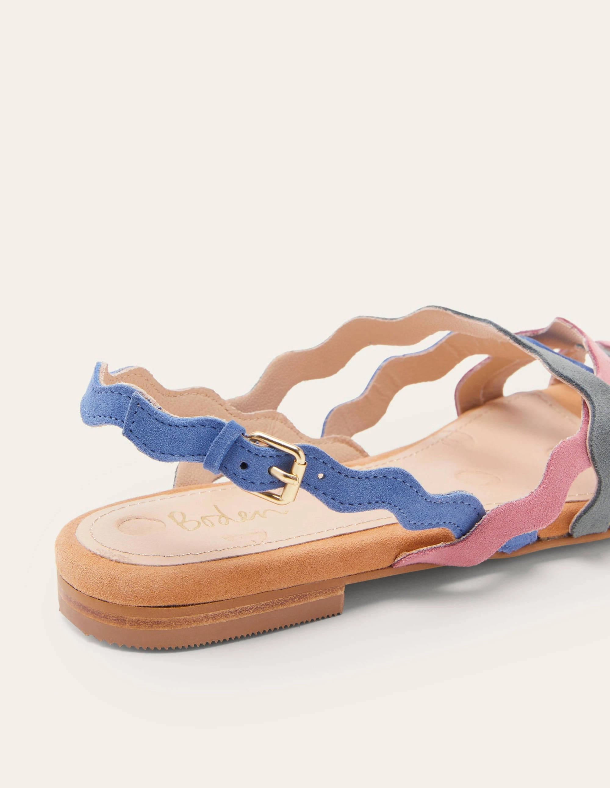 Multi Strap Flat Sandals-Teak Wood Multi