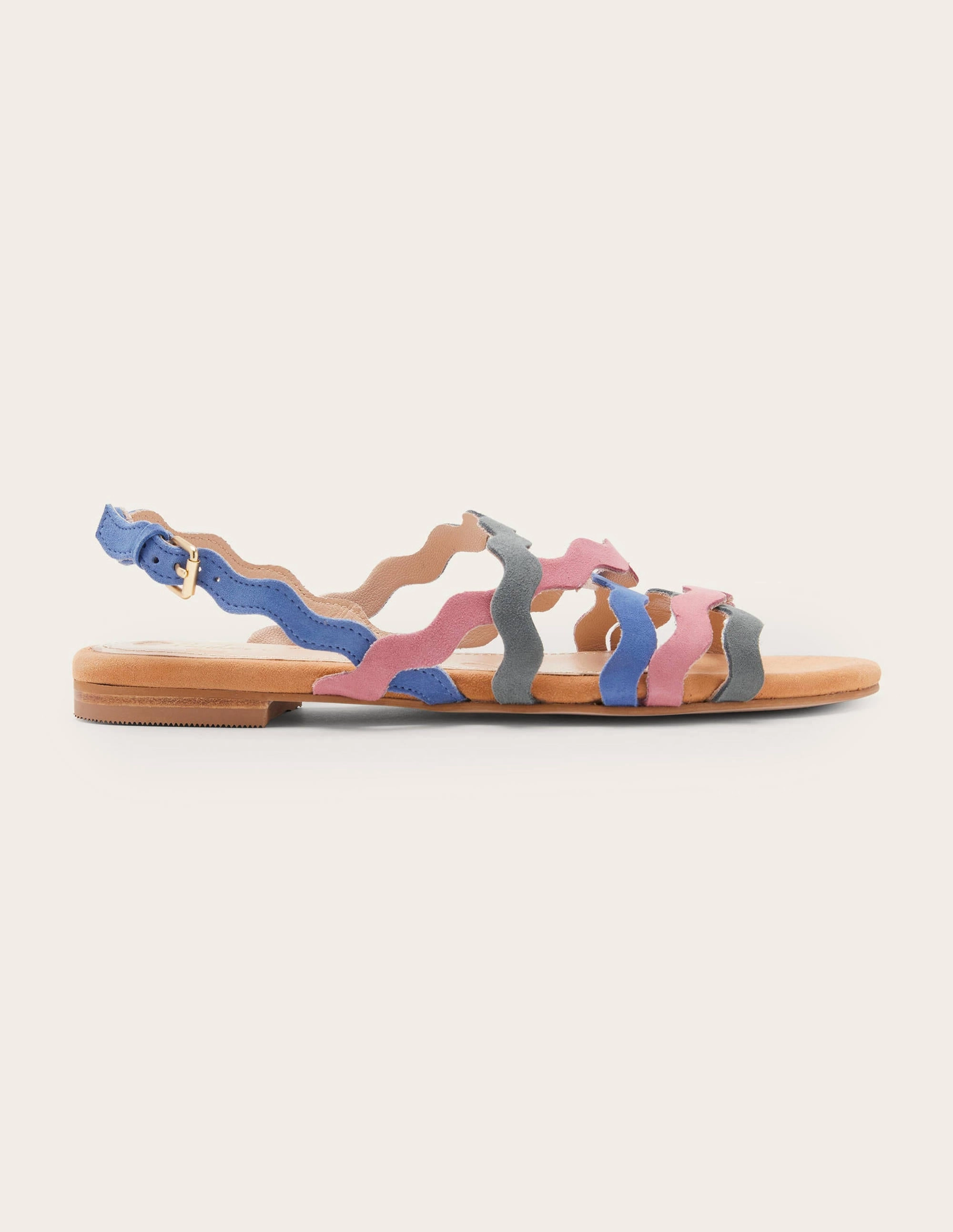 Multi Strap Flat Sandals-Teak Wood Multi