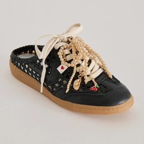 NOTICE SLIDE SNEAKERS BLACK WOVEN   GOLD CHARM BUNDLE