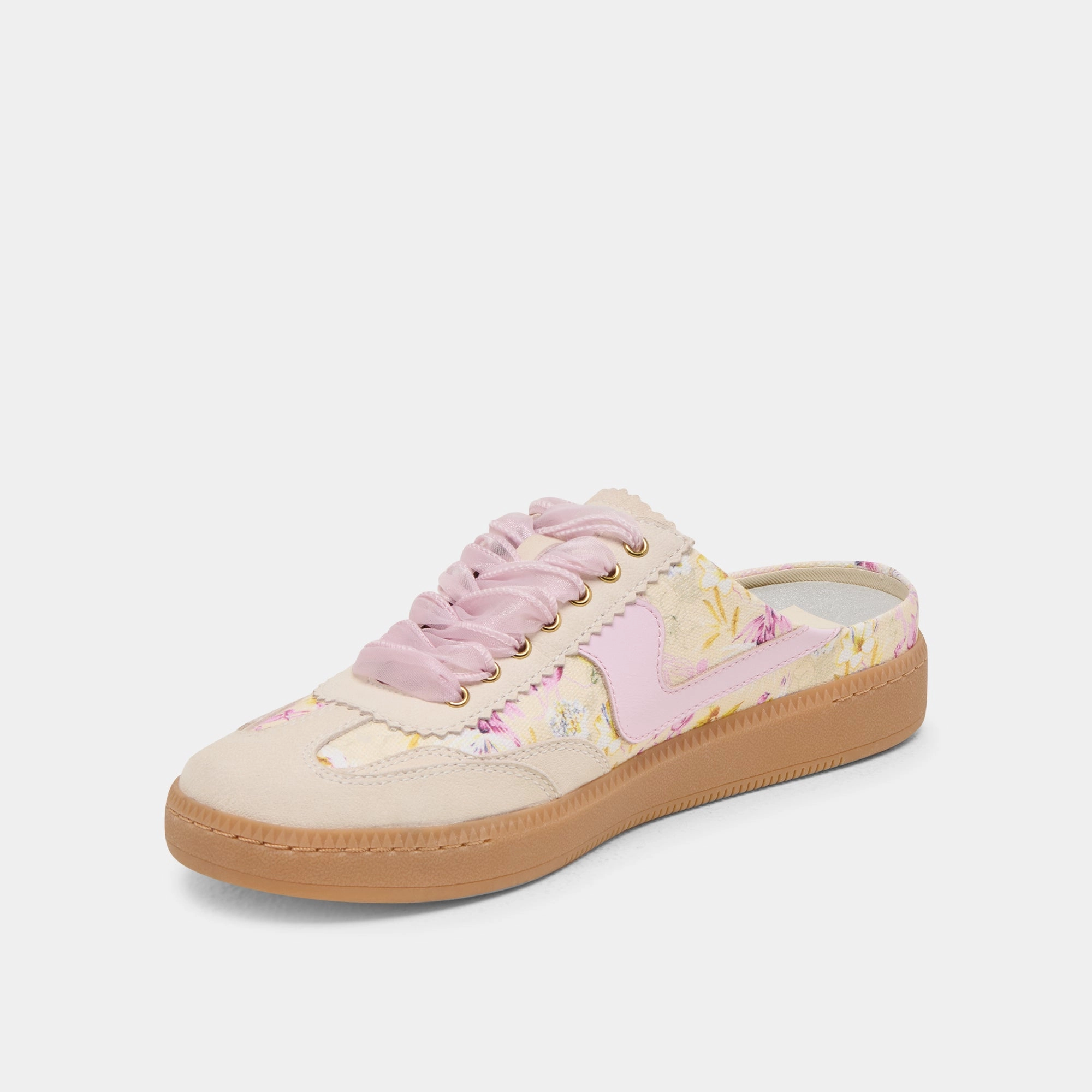 NOTICE SLIDE SNEAKERS PURPLE FLORAL LEATHER
