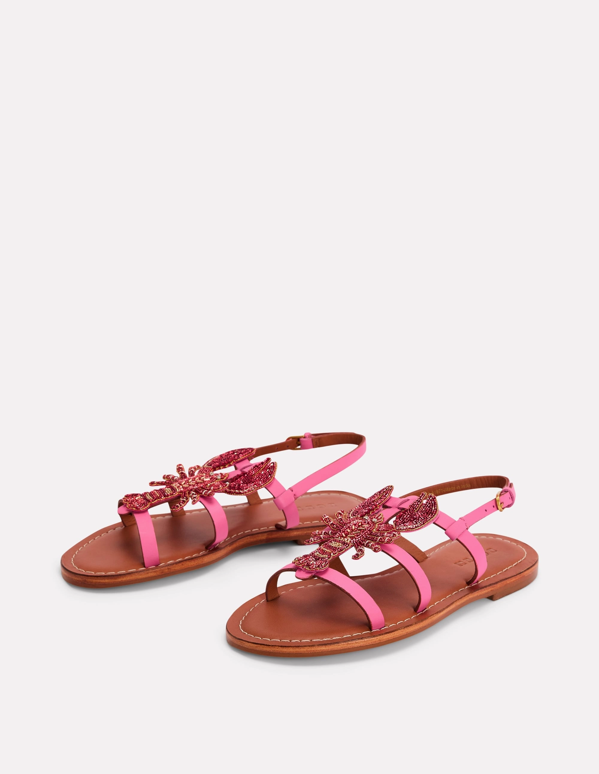 Novelty Beaded Flat Sandals-Lobster