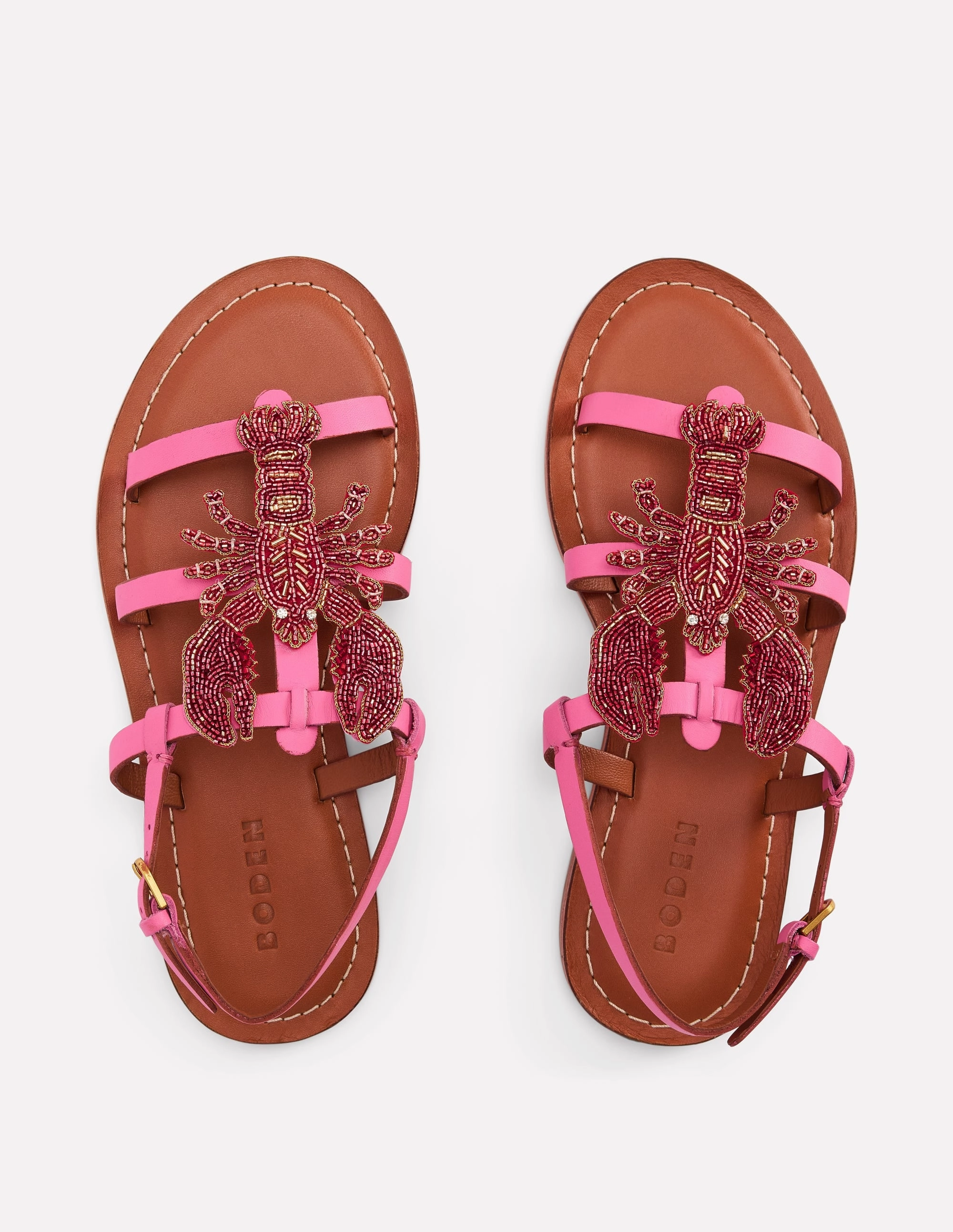 Novelty Beaded Flat Sandals-Lobster