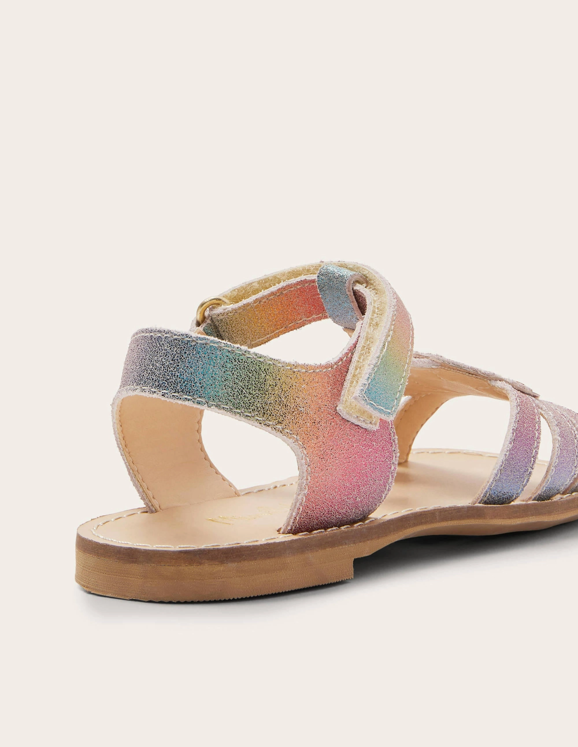 Novelty Leather Sandals-Rainbow Metallic Shell