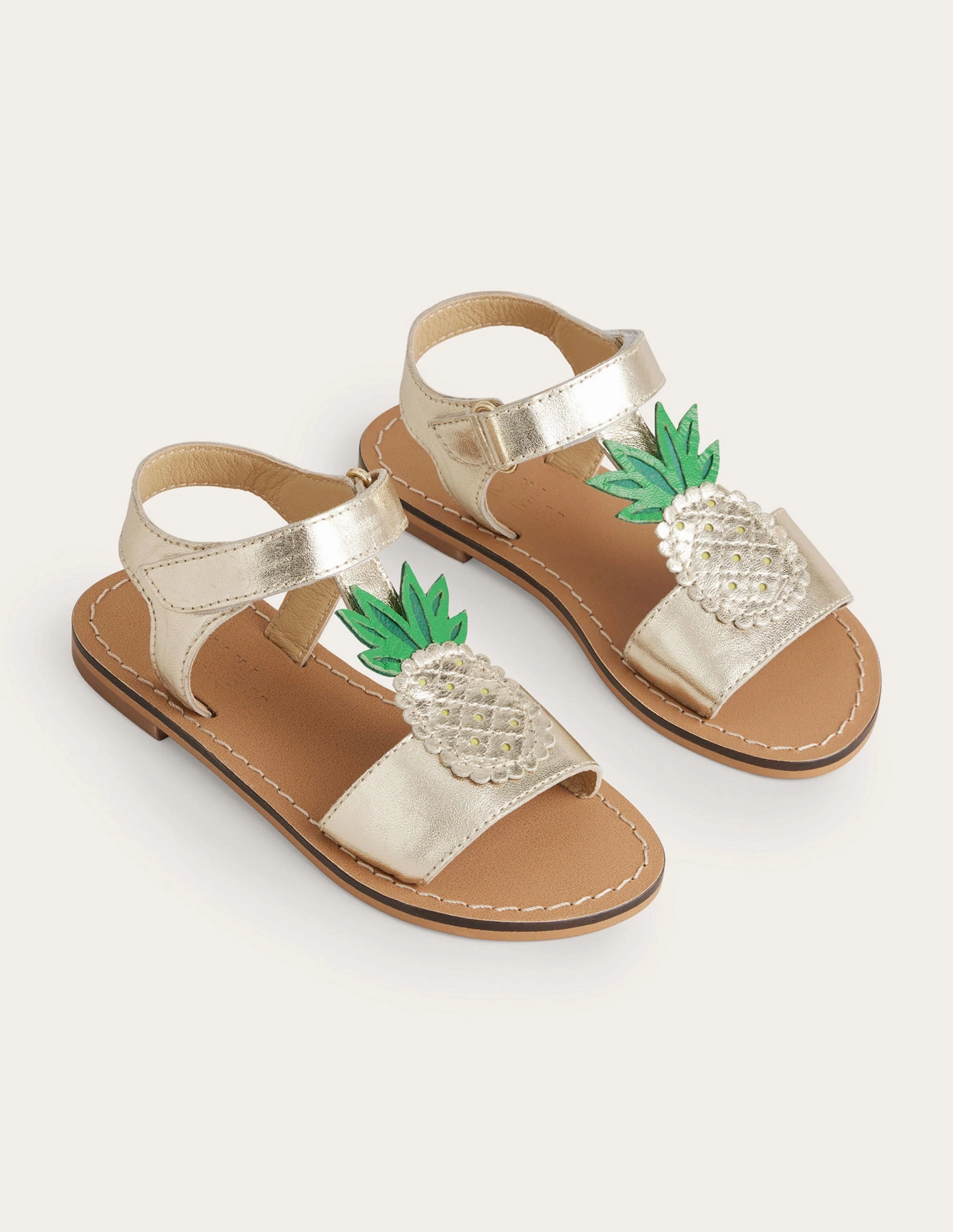 Novelty Sandals-Gold Metallic Pineapple