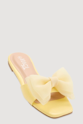 Organza Double Bow Band Slide Sandals