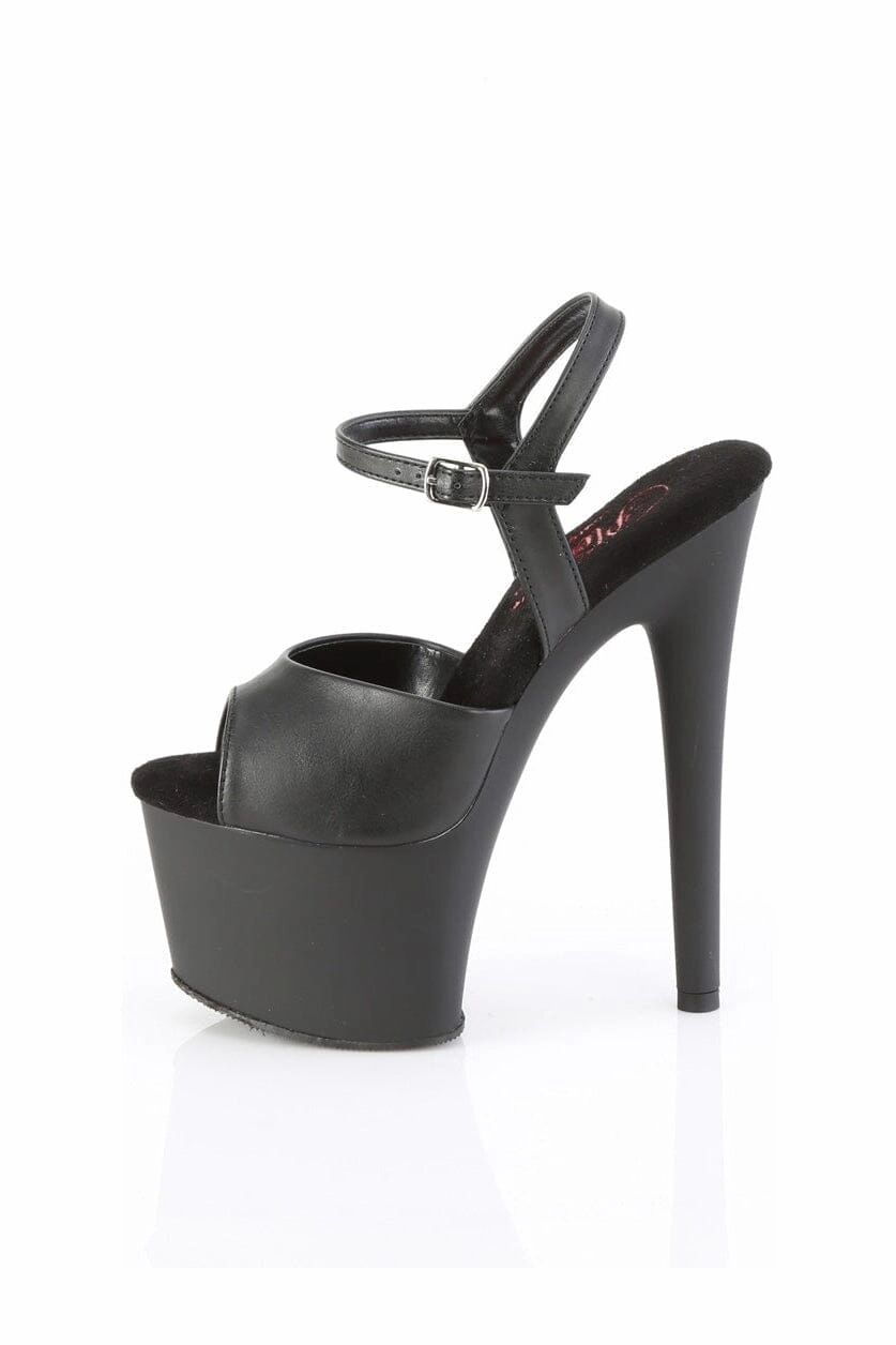PASSION-709 Black Faux Leather Sandal