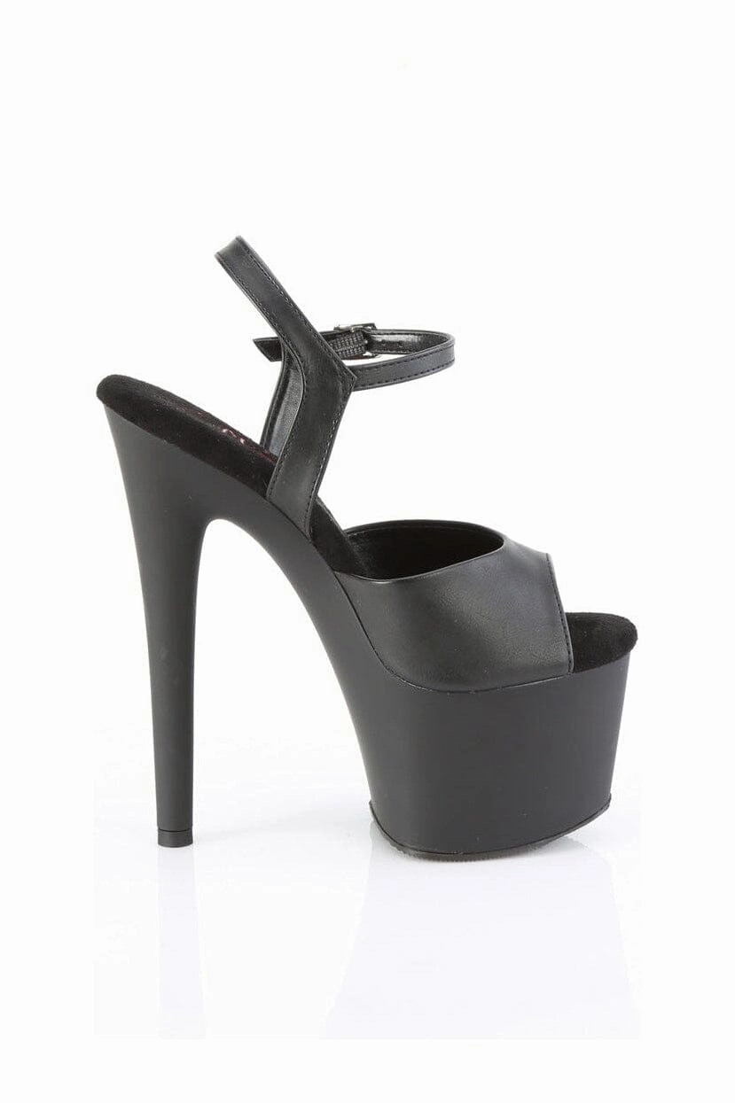 PASSION-709 Black Faux Leather Sandal