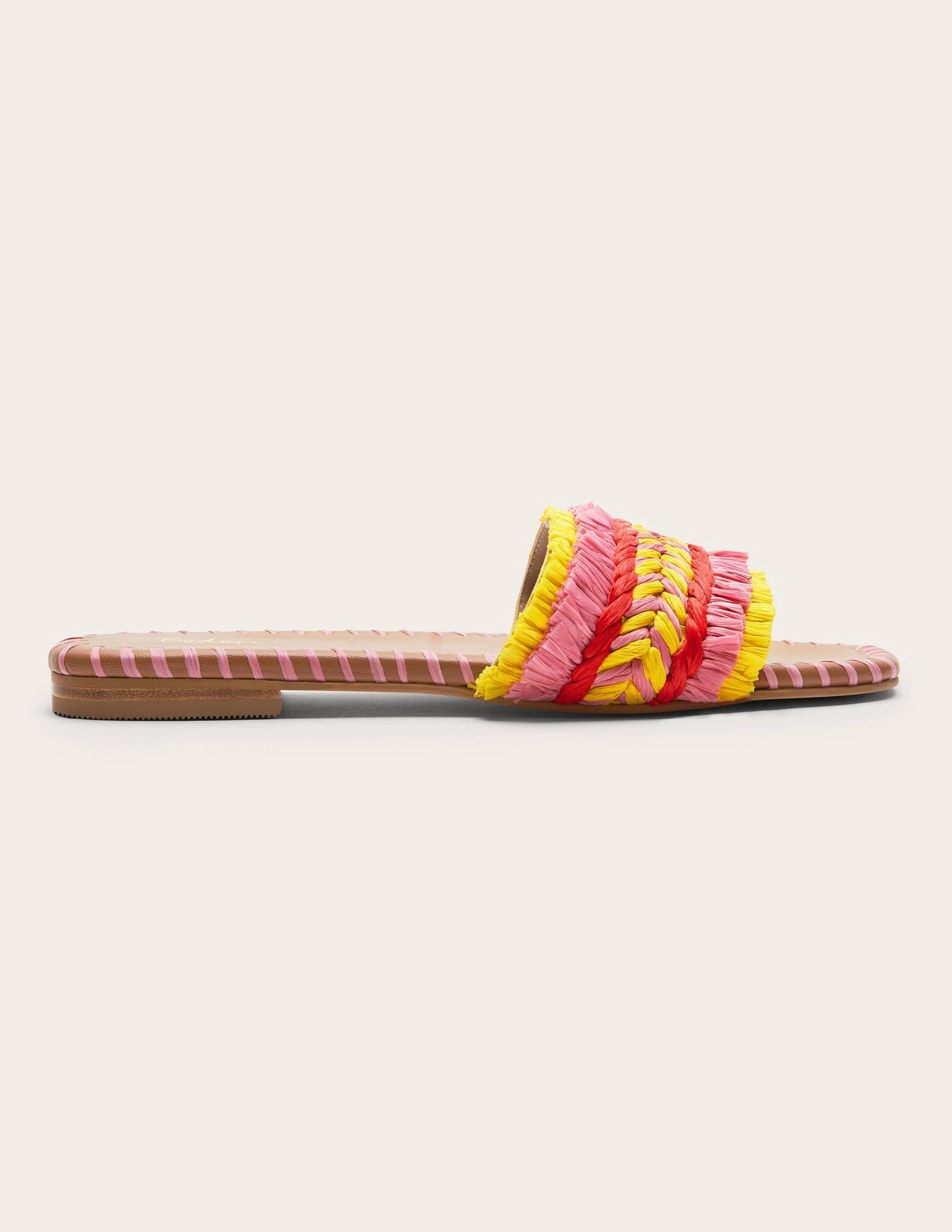 Raffia Flat Sandals-Formica Pink
