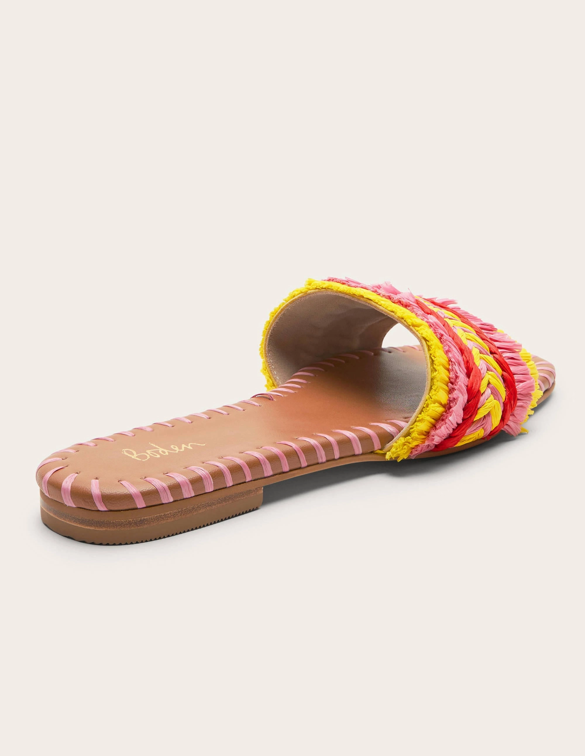 Raffia Flat Sandals-Formica Pink