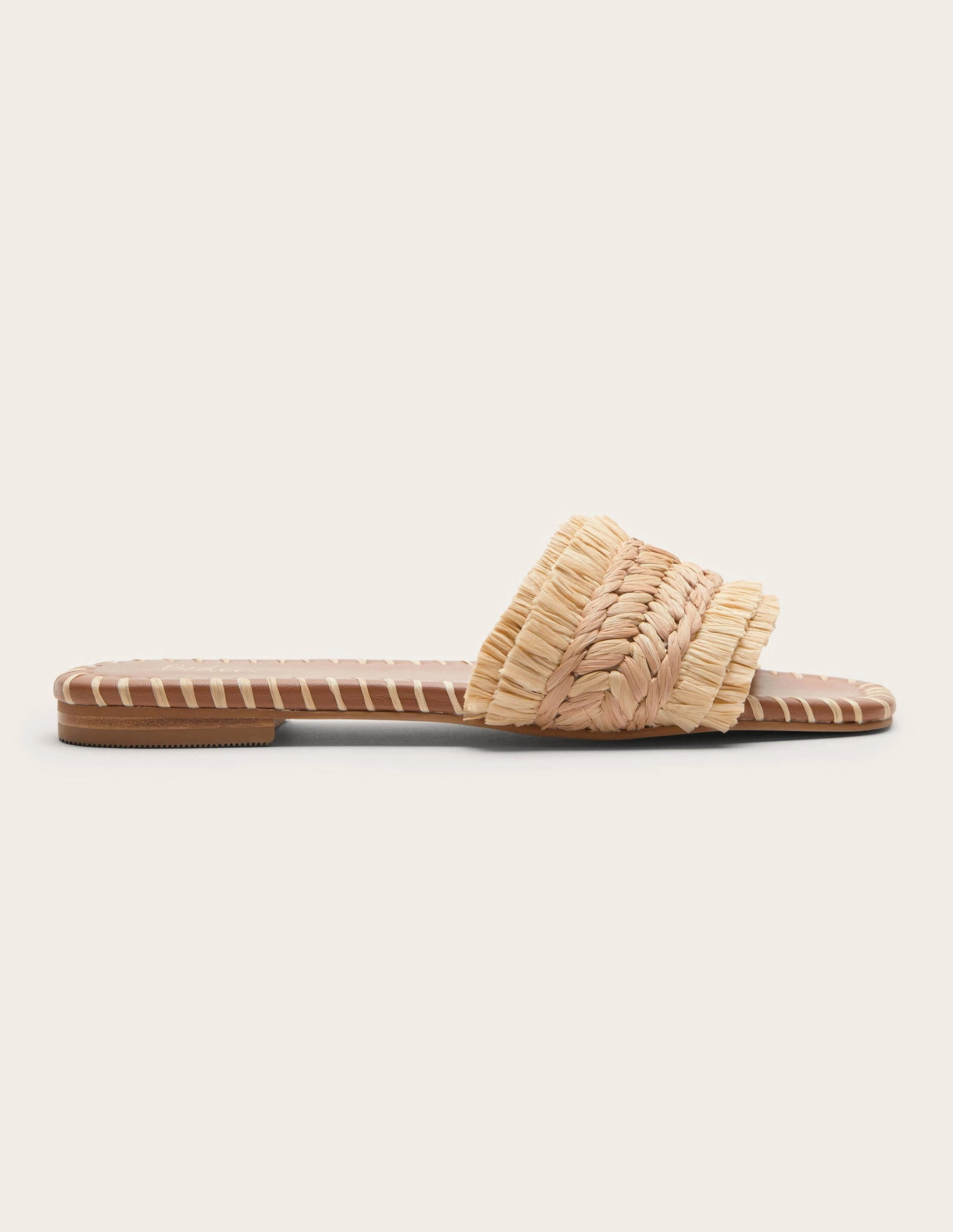Raffia Flat Sandals-Neutral