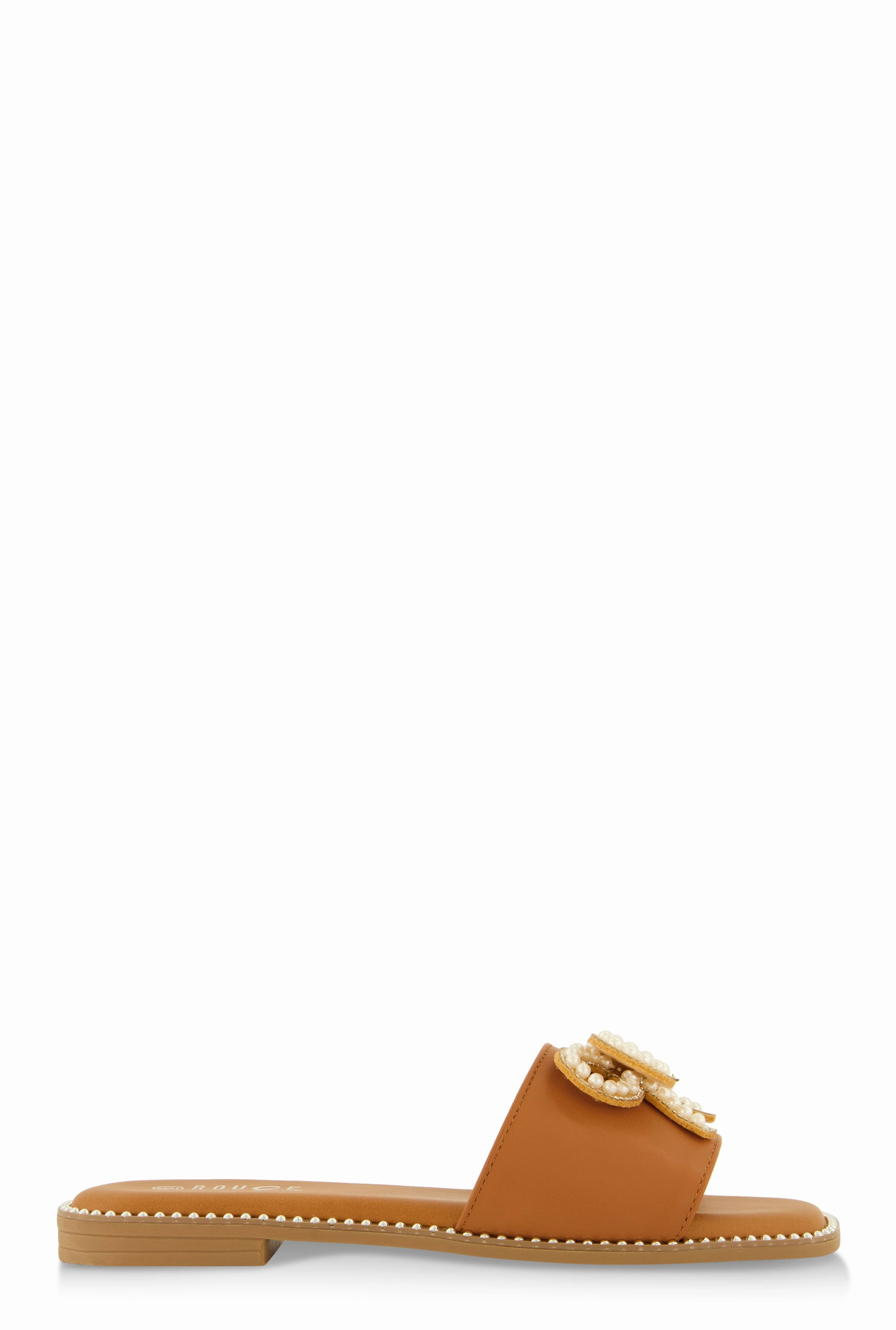 Rhinestone Faux Pearl Bow Band Slide Sandals