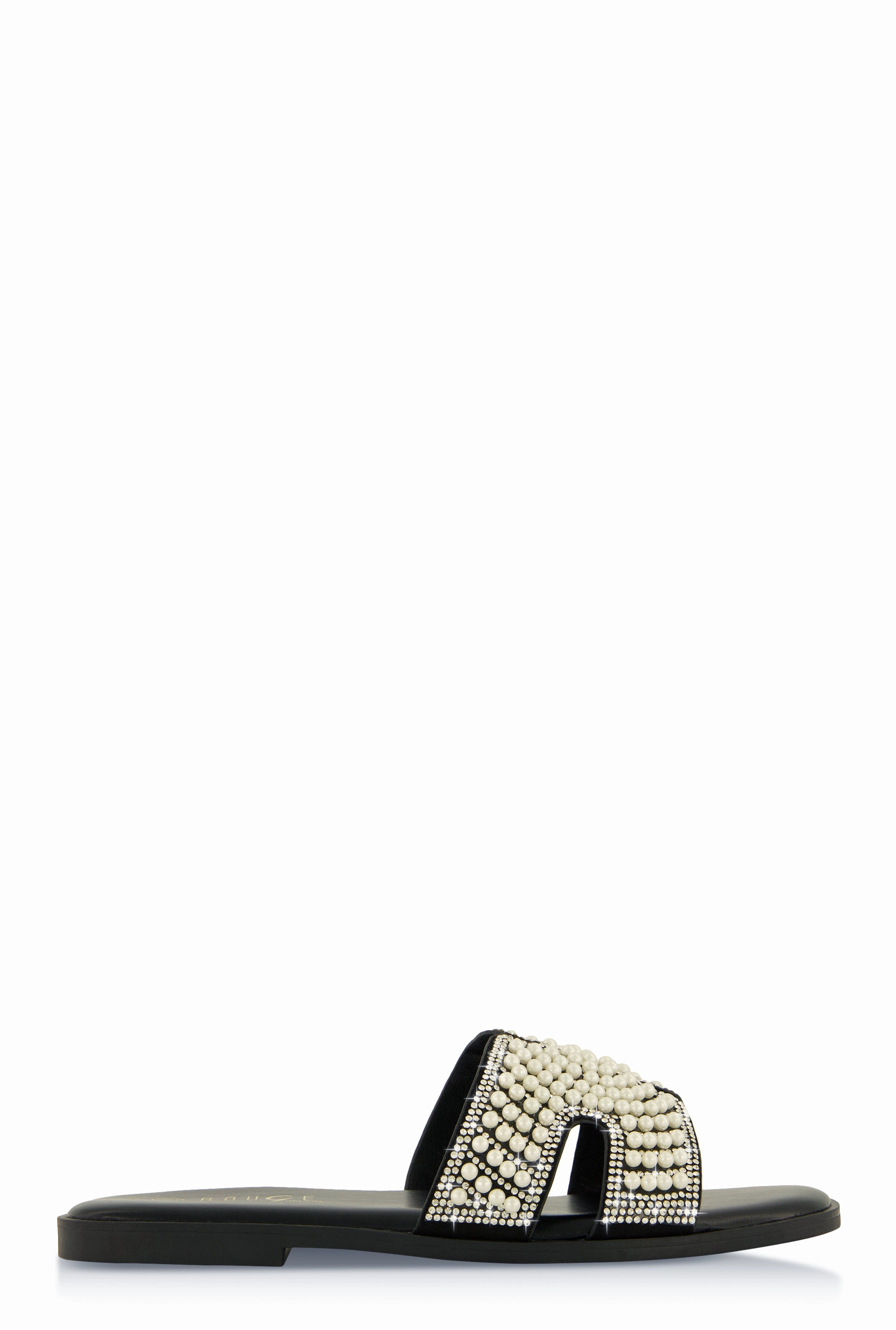 Rhinestone Faux Pearl H Band Slide Sandals