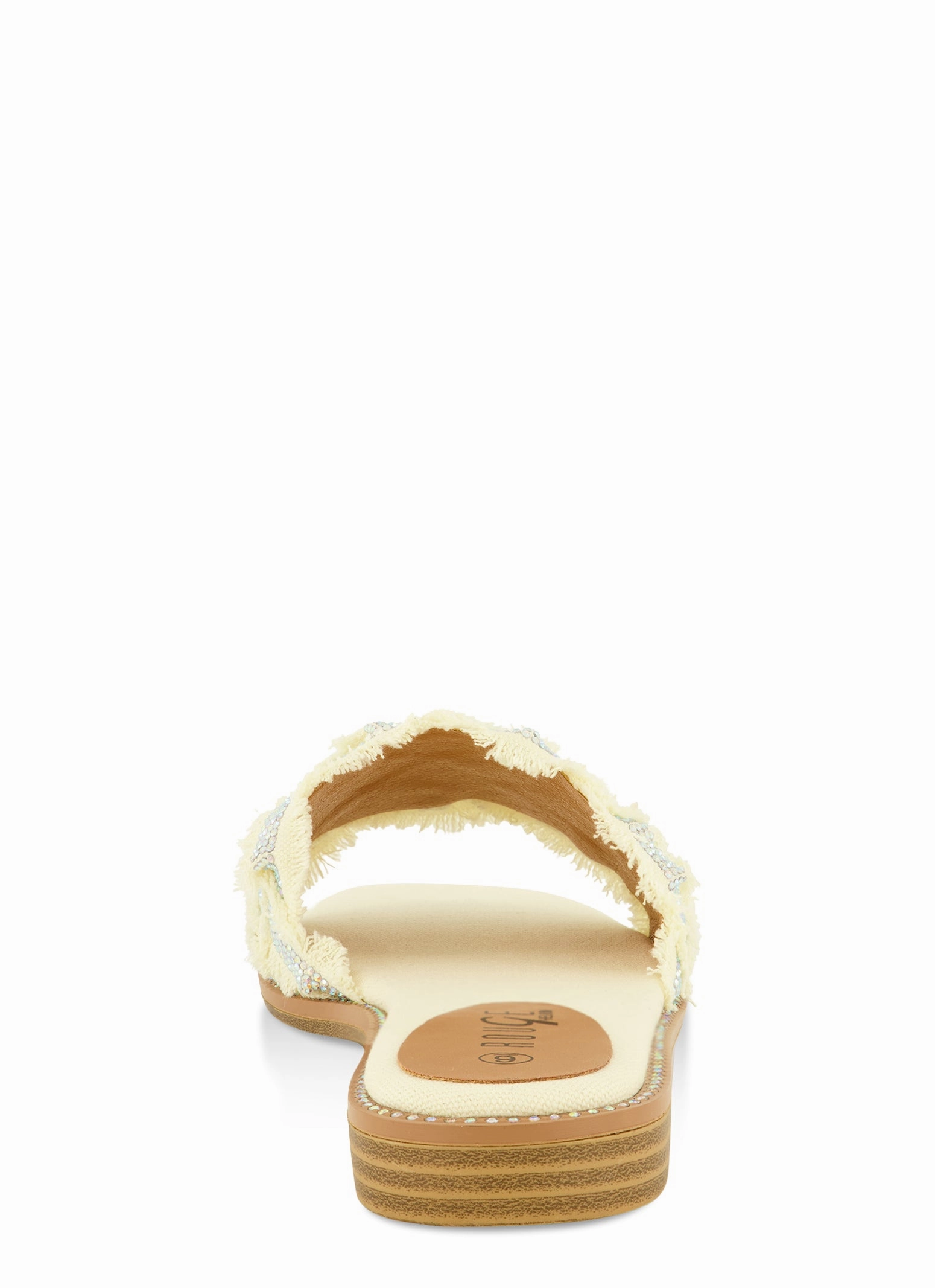 Rhinestone Frayed Braided Band Slide Sandals