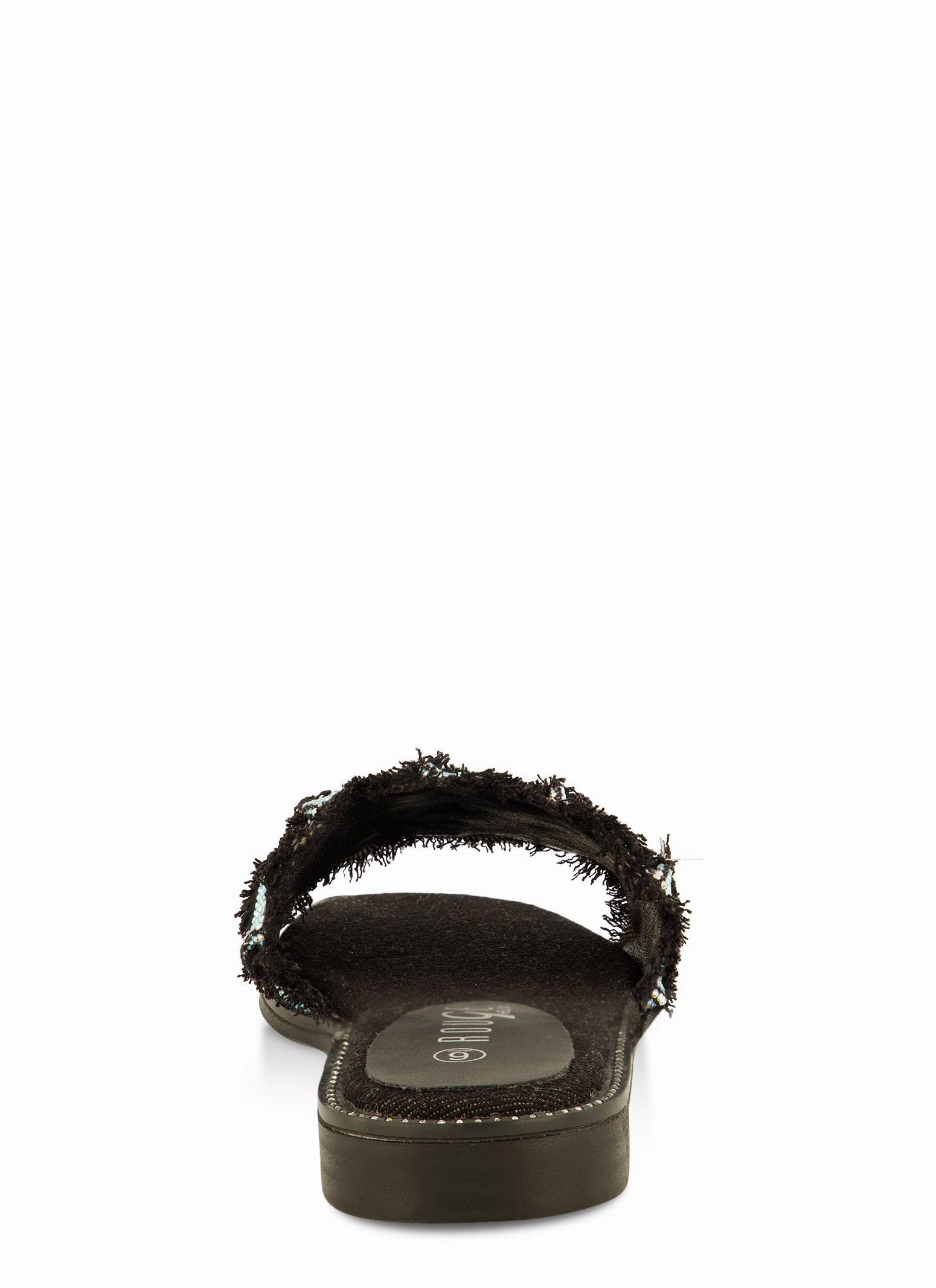 Rhinestone Frayed Braided Band Slide Sandals