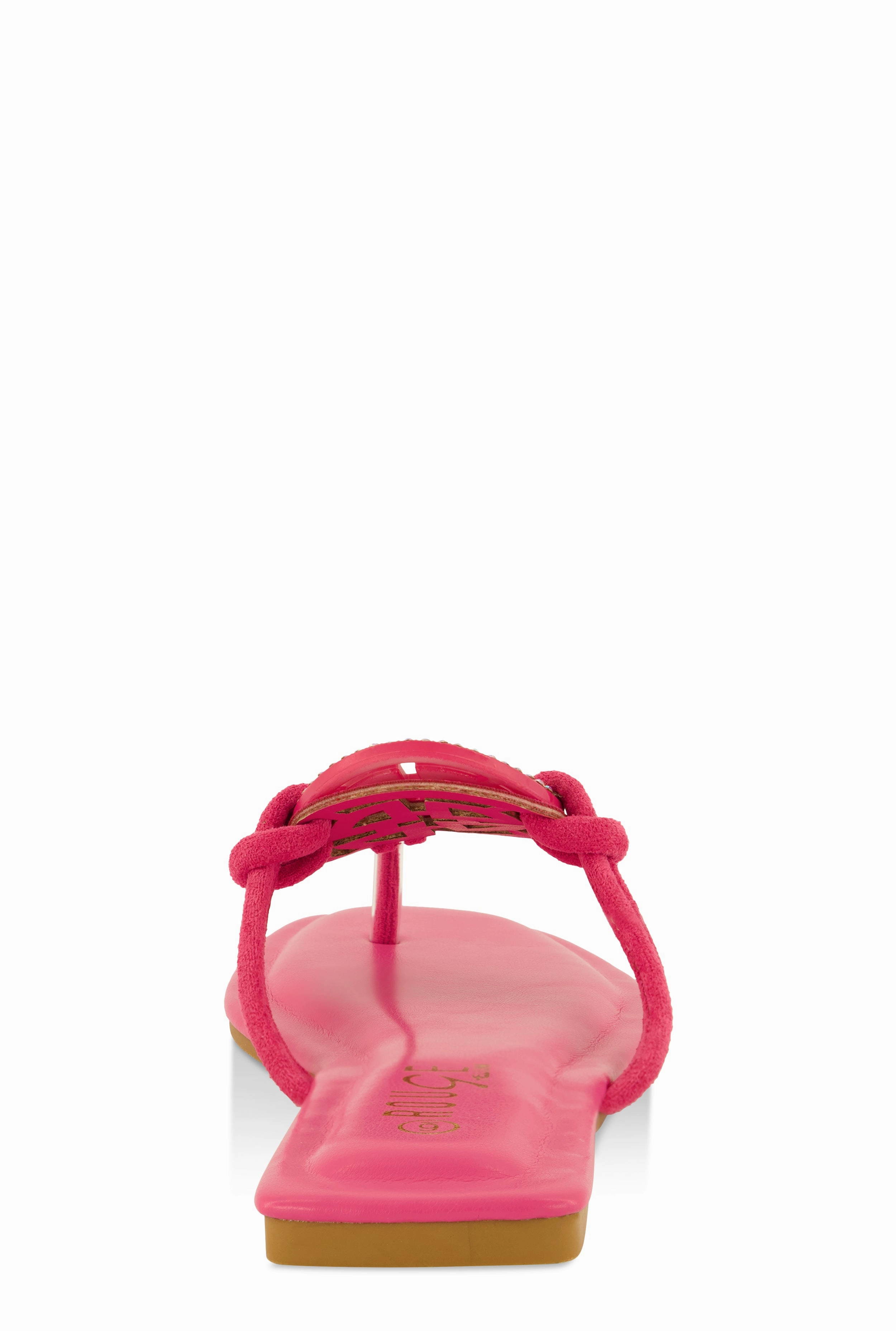 Rhinestone Geo Pendant Thong Slide Sandals