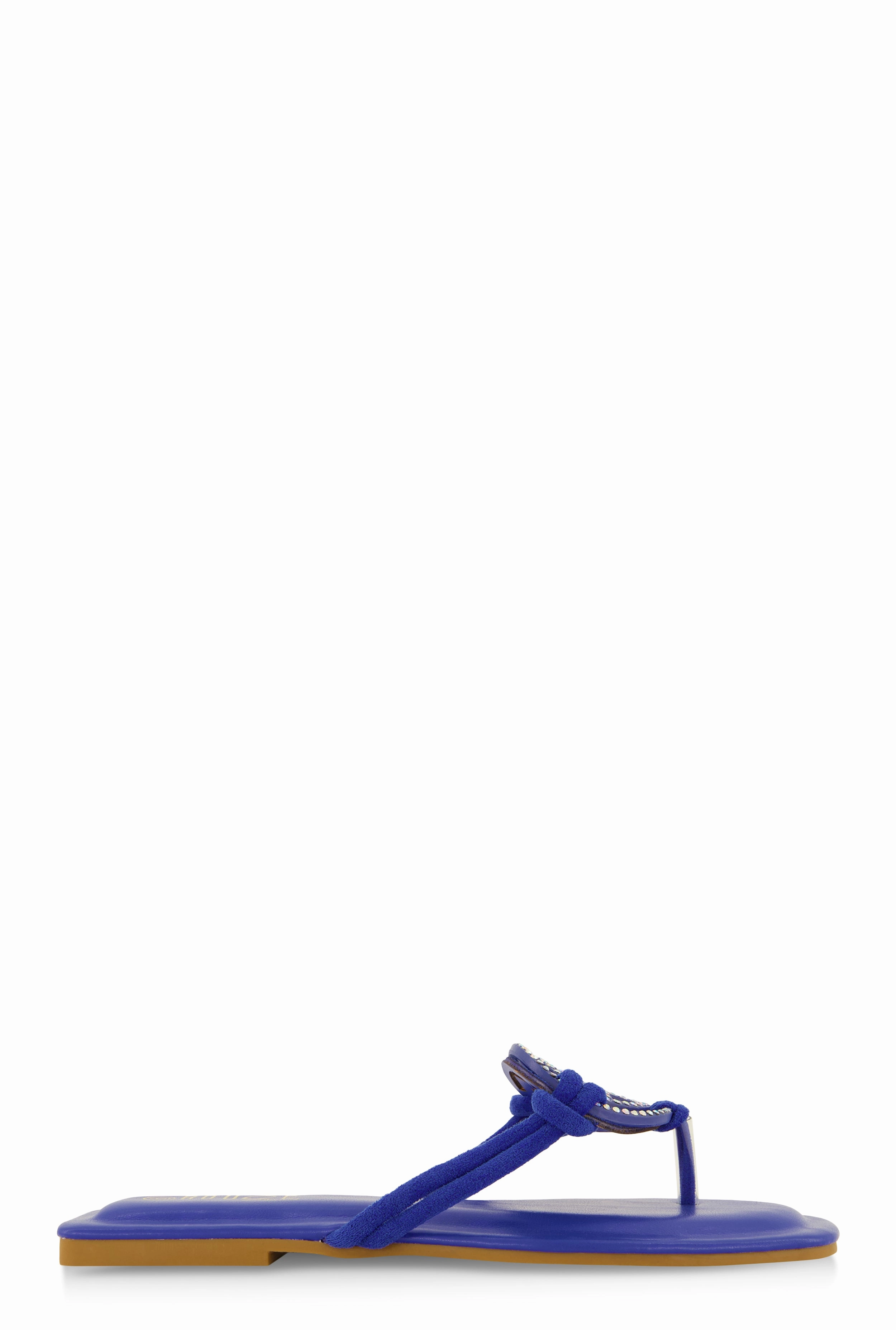 Rhinestone Geo Pendant Thong Slide Sandals