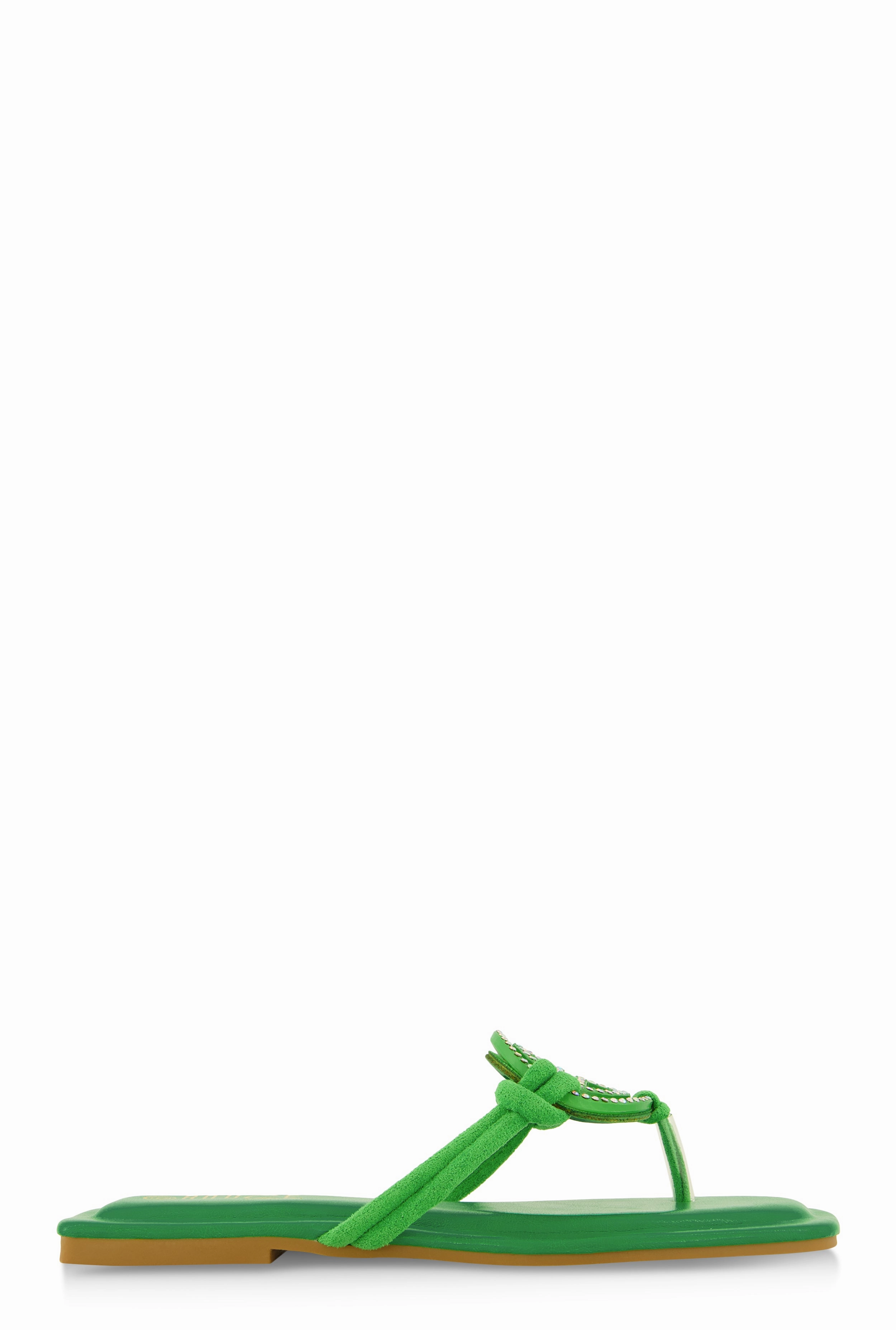 Rhinestone Geo Pendant Thong Slide Sandals