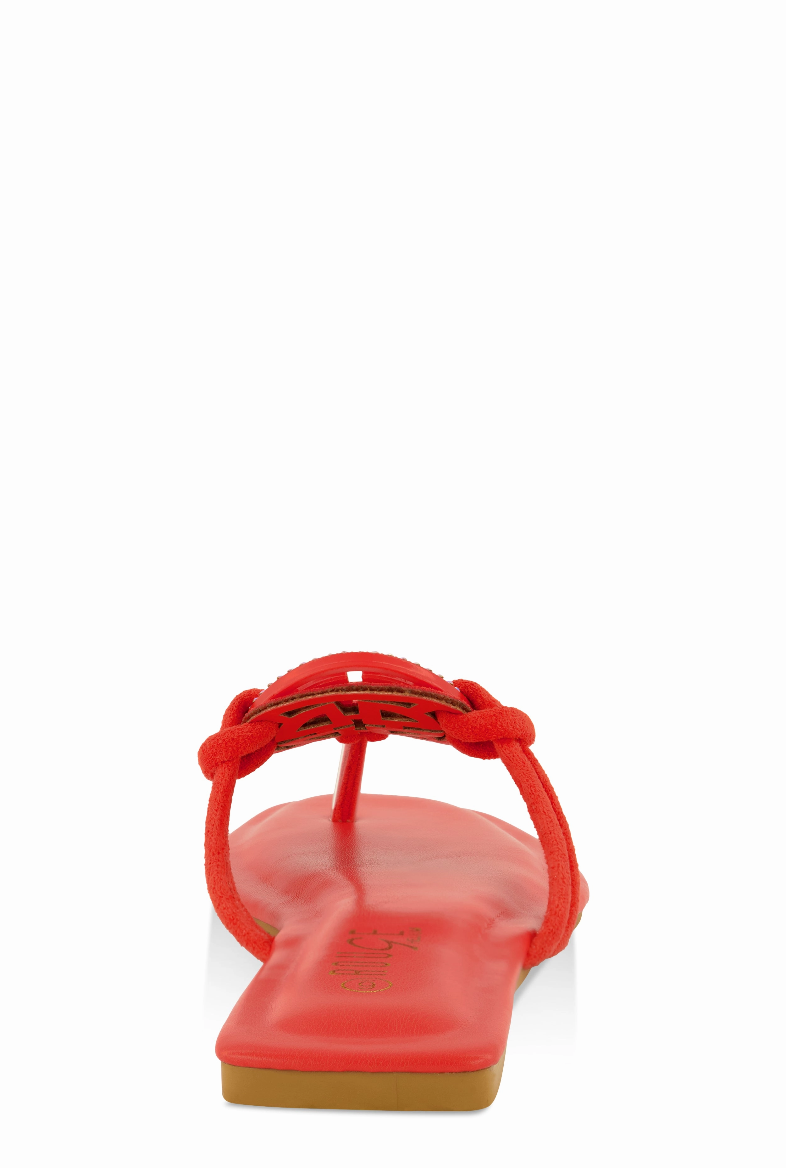 Rhinestone Geo Pendant Thong Slide Sandals