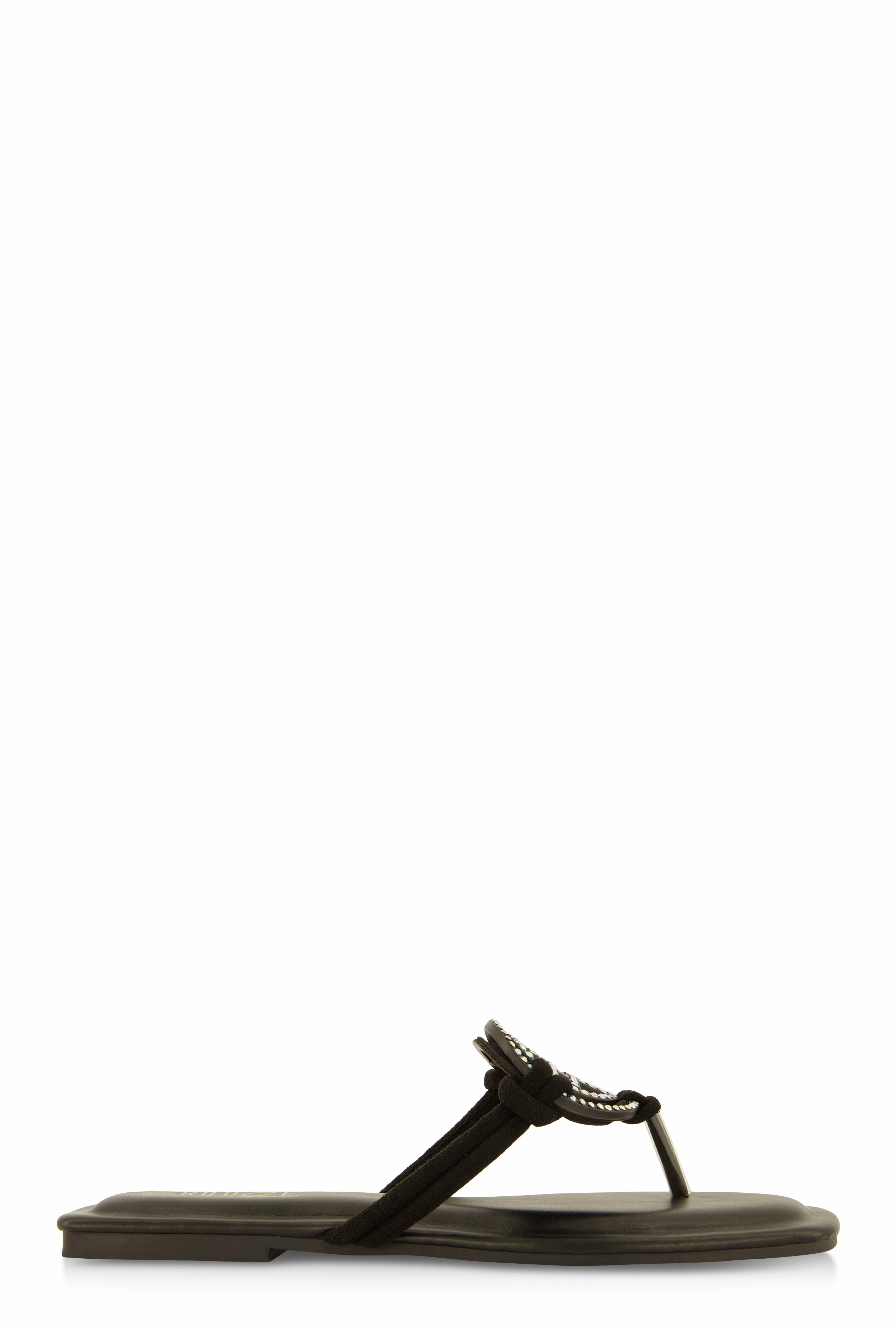 Rhinestone Geo Pendant Thong Slide Sandals