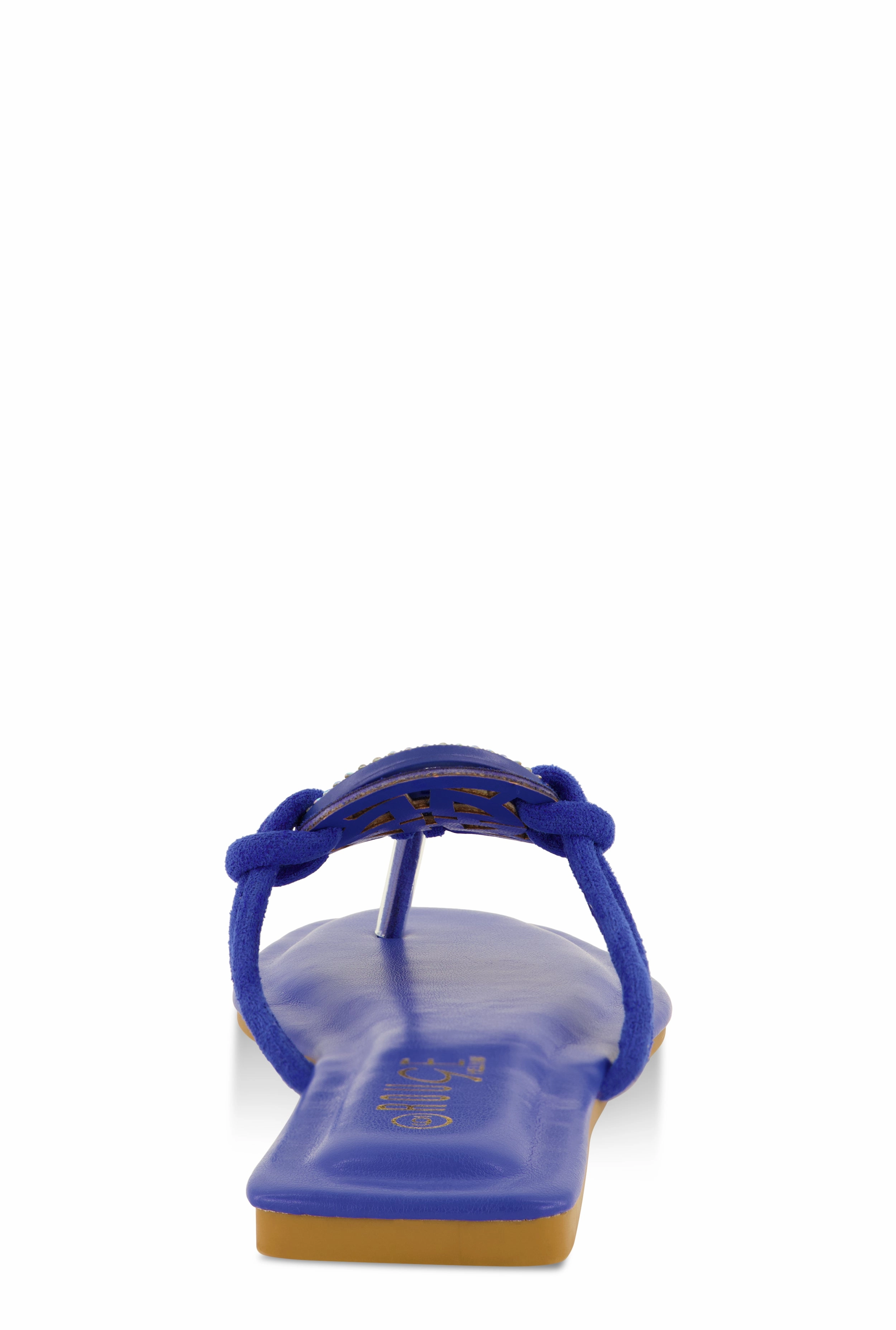 Rhinestone Geo Pendant Thong Slide Sandals