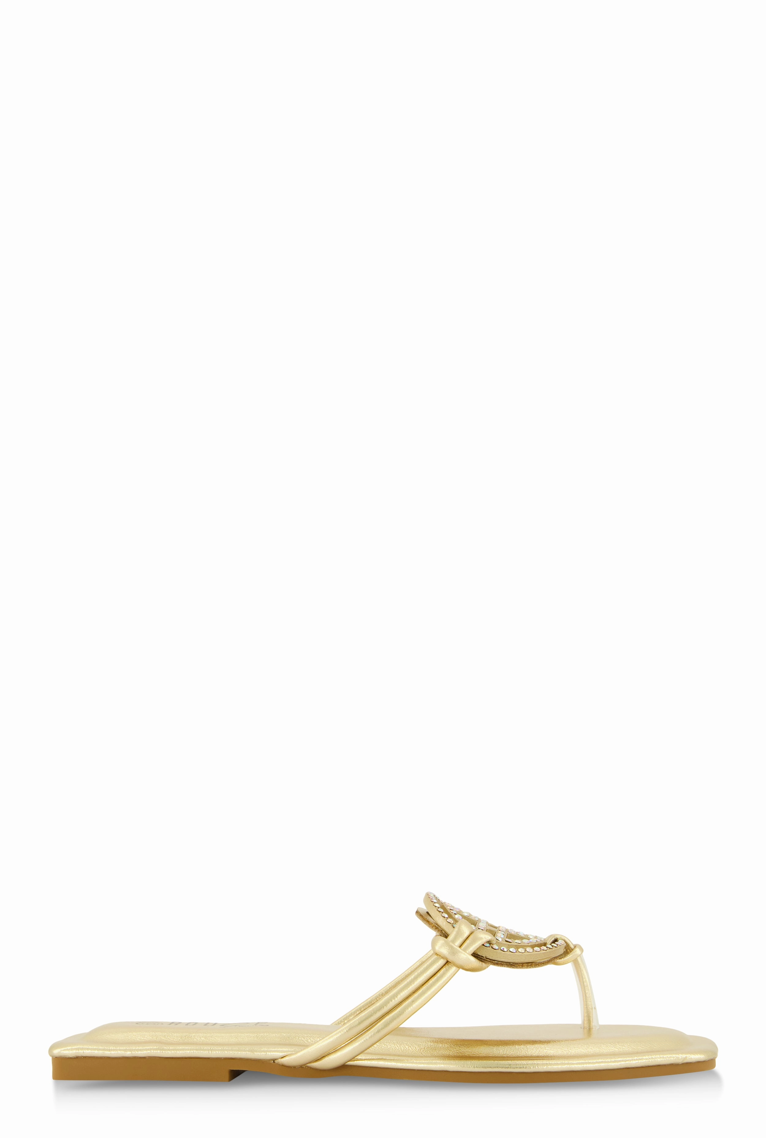 Rhinestone Geo Pendant Thong Slide Sandals