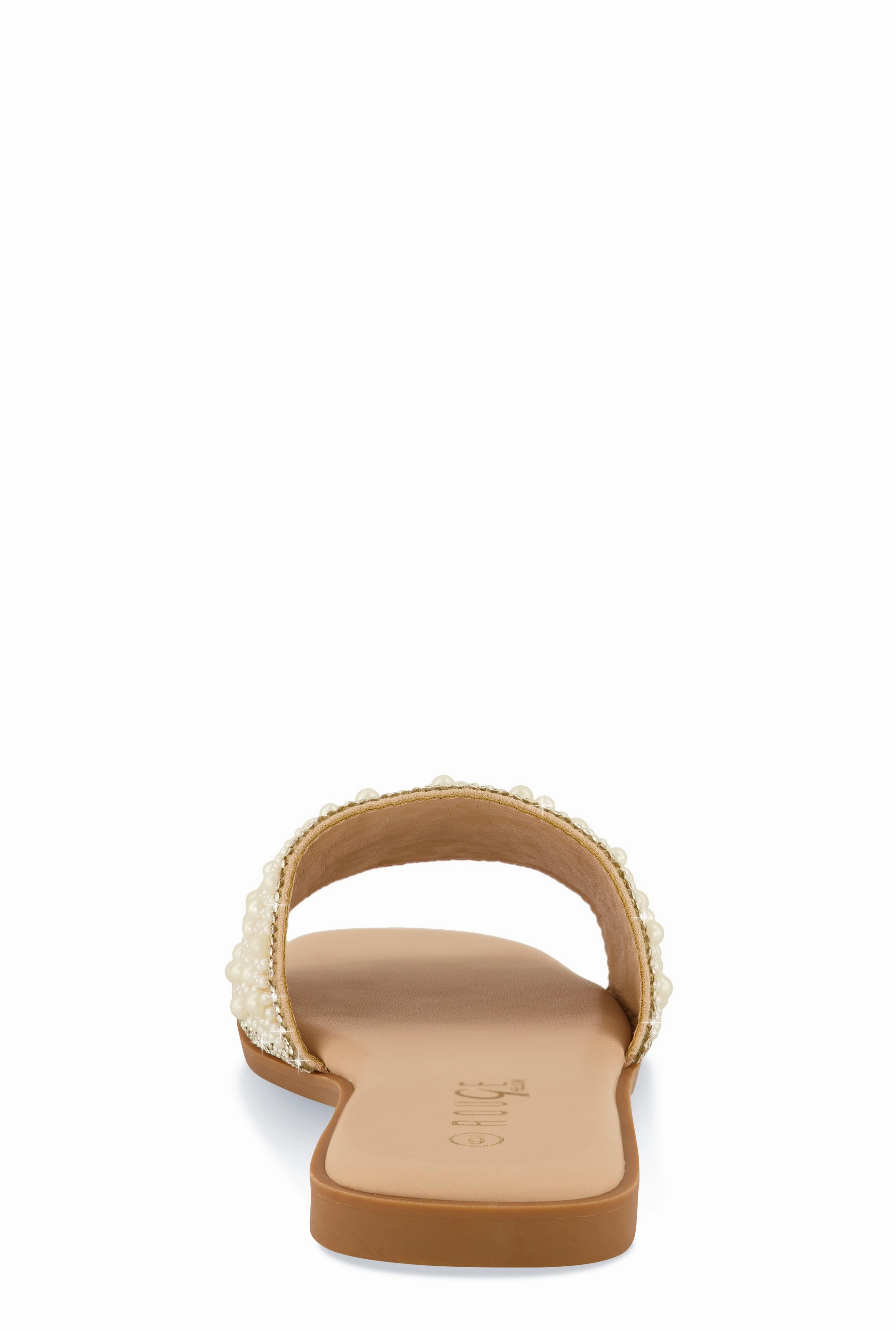Rhinestone Trim Faux Pearl Band Slide Sandals