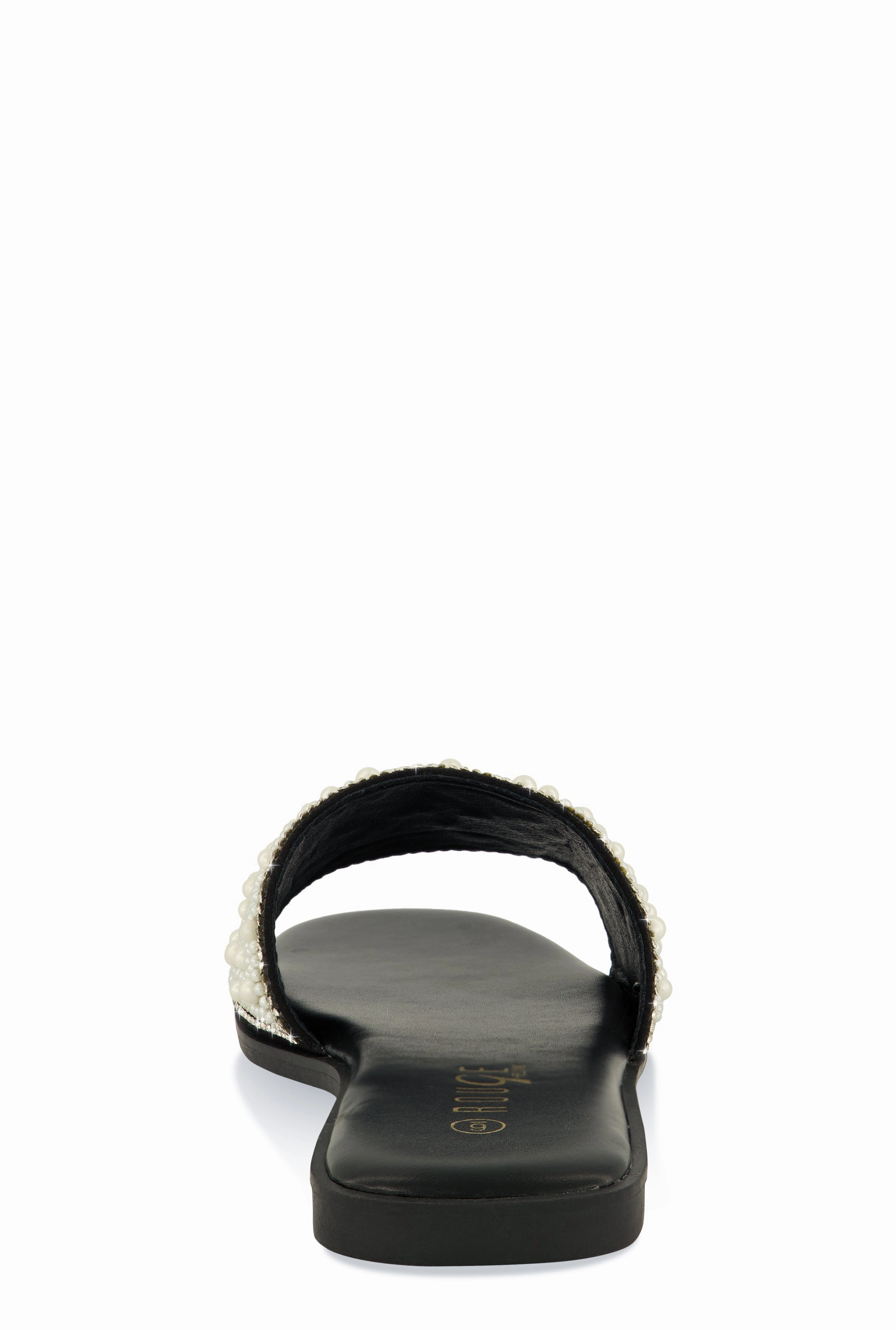 Rhinestone Trim Faux Pearl Band Slide Sandals