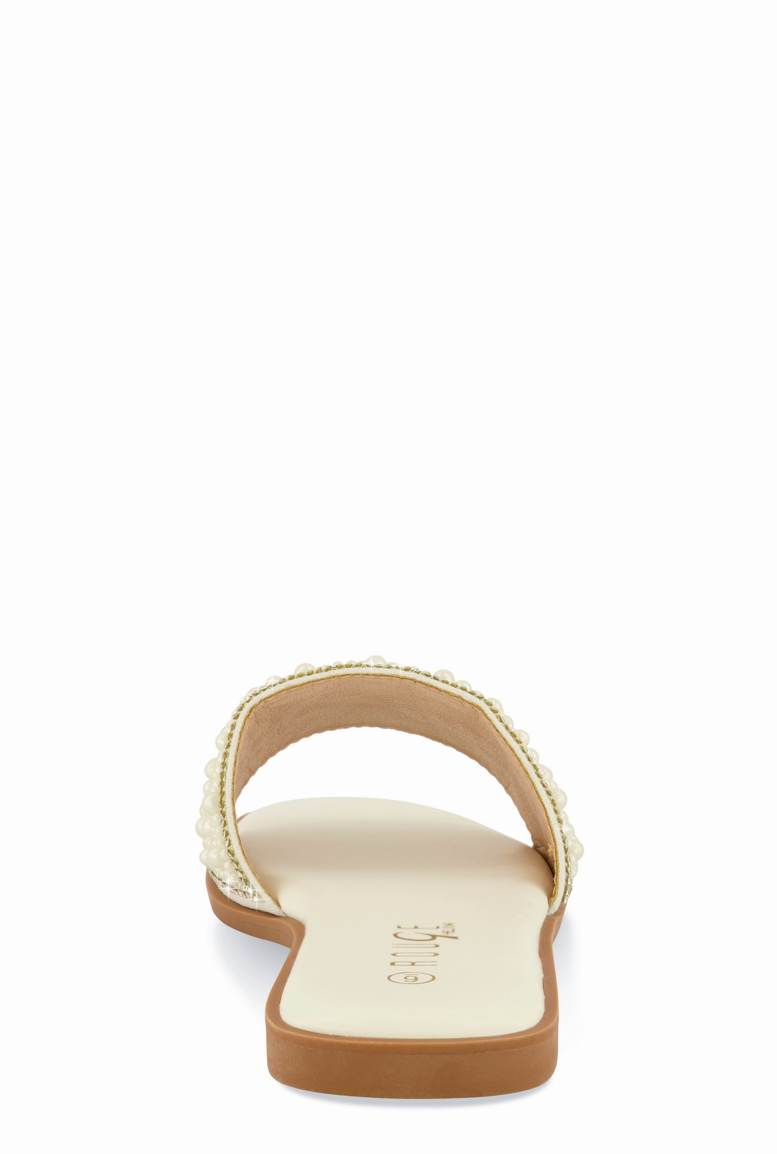 Rhinestone Trim Faux Pearl Band Slide Sandals