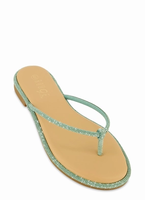 Rhinestone Trim Thong Sandals