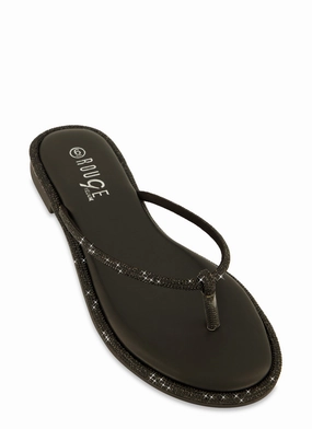 Rhinestone Trim Thong Sandals