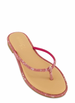 Rhinestone Trim Thong Sandals