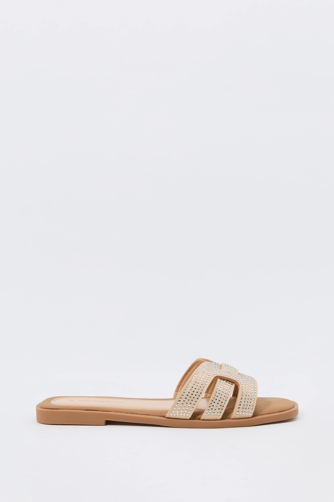 Sandales avec bandes ornées de pierres du Rhin