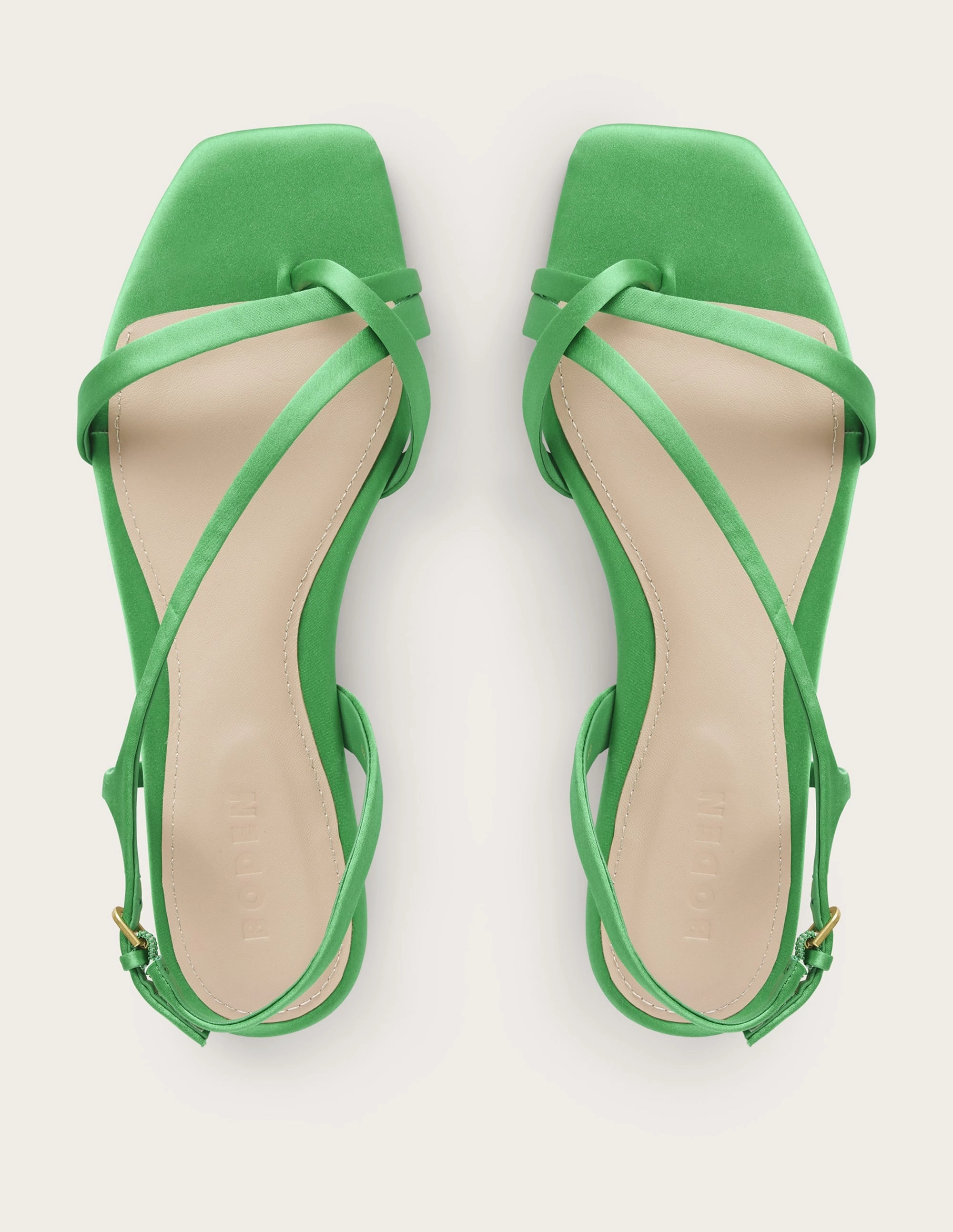 Satin Toe Loop Flat Sandals-Bright Green Satin