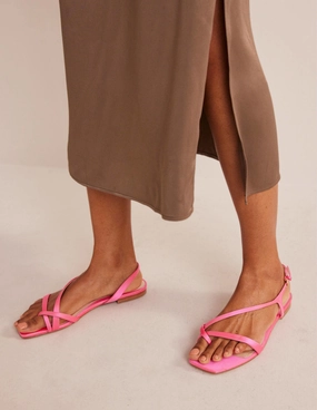 Satin Toe Loop Flat Sandals-Festival Pink Satin