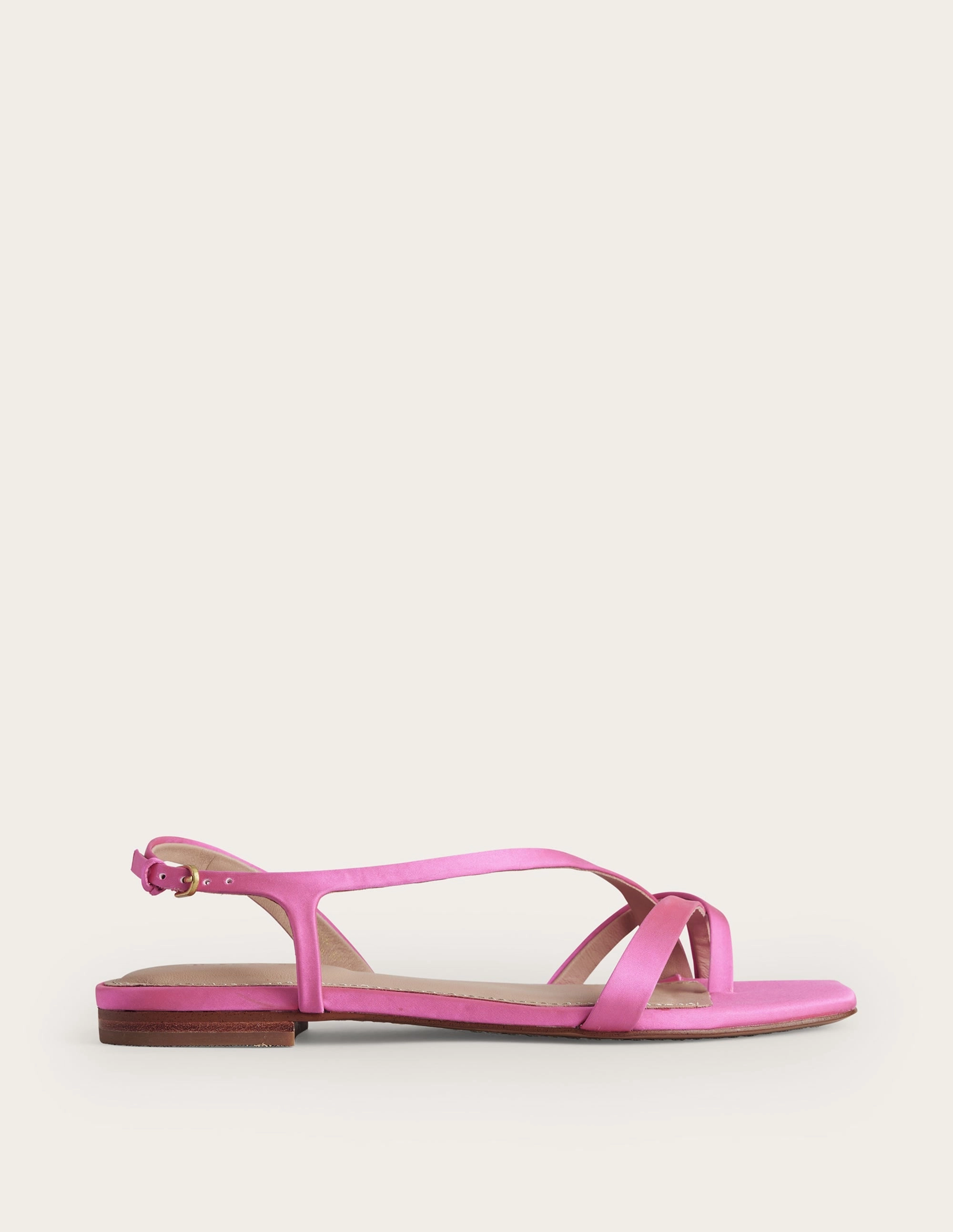 Satin Toe Loop Flat Sandals-Festival Pink Satin