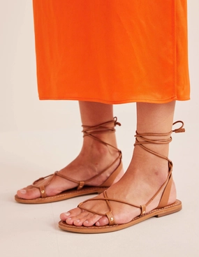 Scarf Wrap Sandals-Multi, Vine Terrace/ Tan