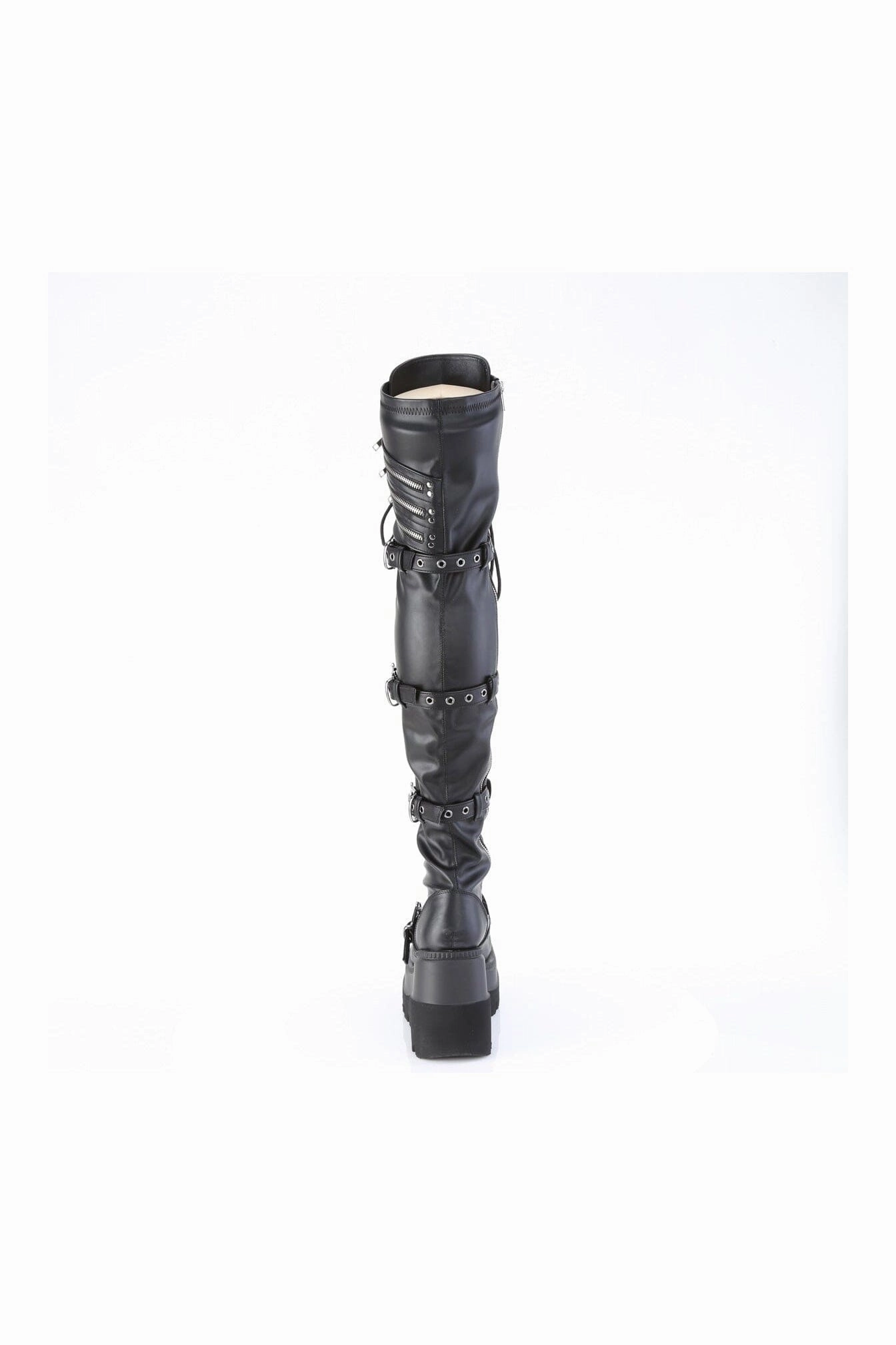 SHAKER-420 Black Vegan Leather Thigh Boot