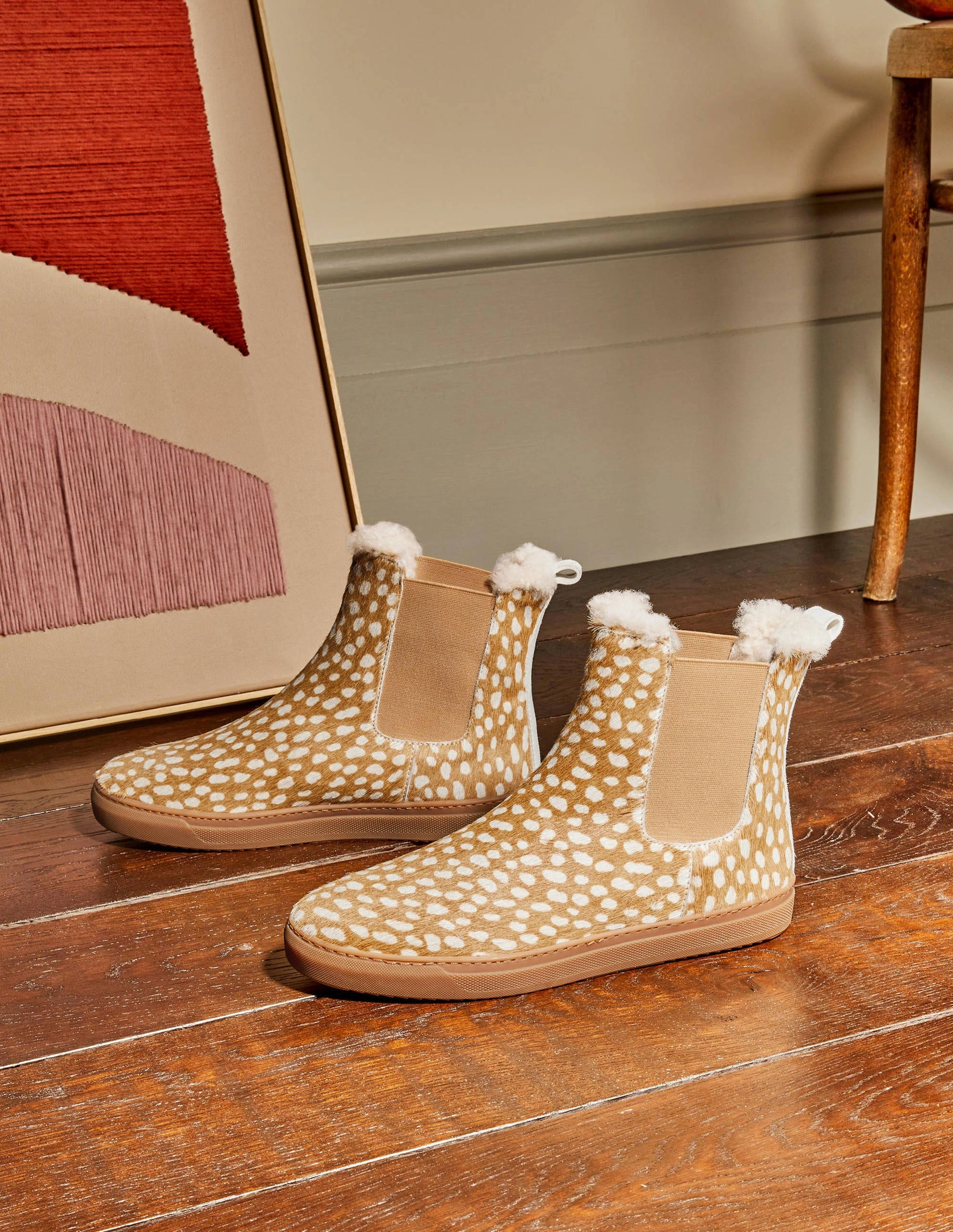 Shearling Chelsea Boots-Deer