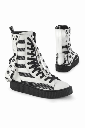 SNEEKER-325 White Vegan Leather Creeper