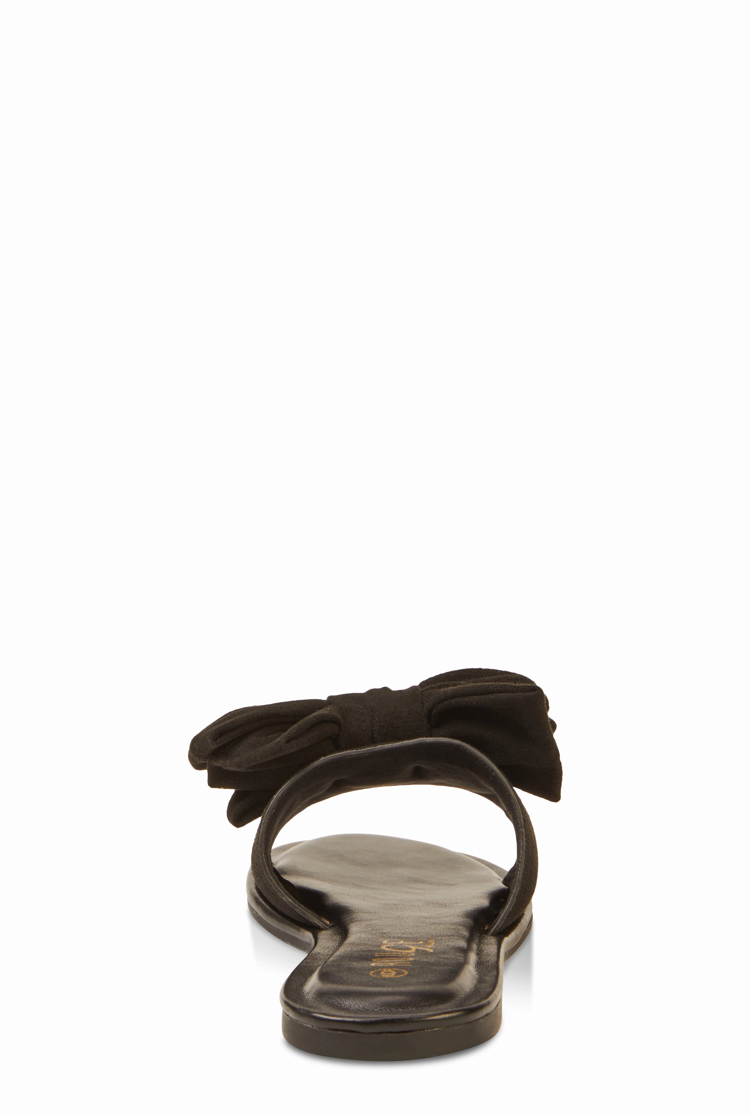 Solid Bow Band Slide Sandals
