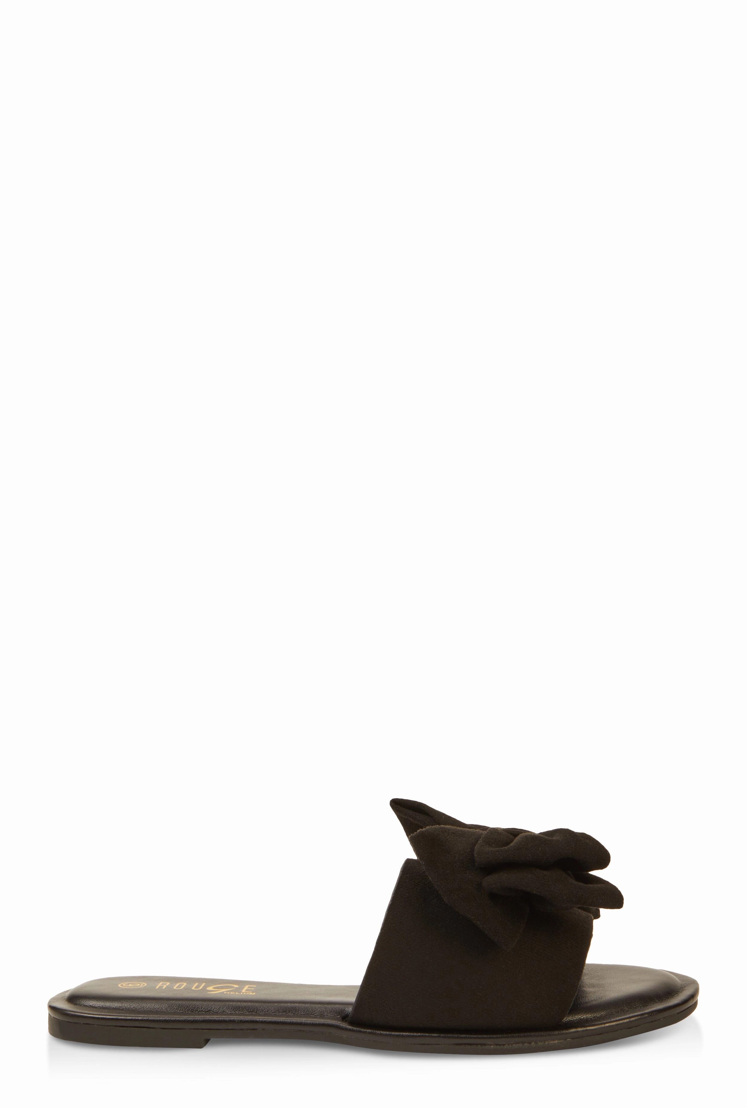 Solid Bow Band Slide Sandals