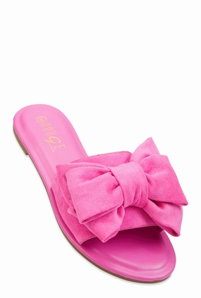 Solid Bow Band Slide Sandals