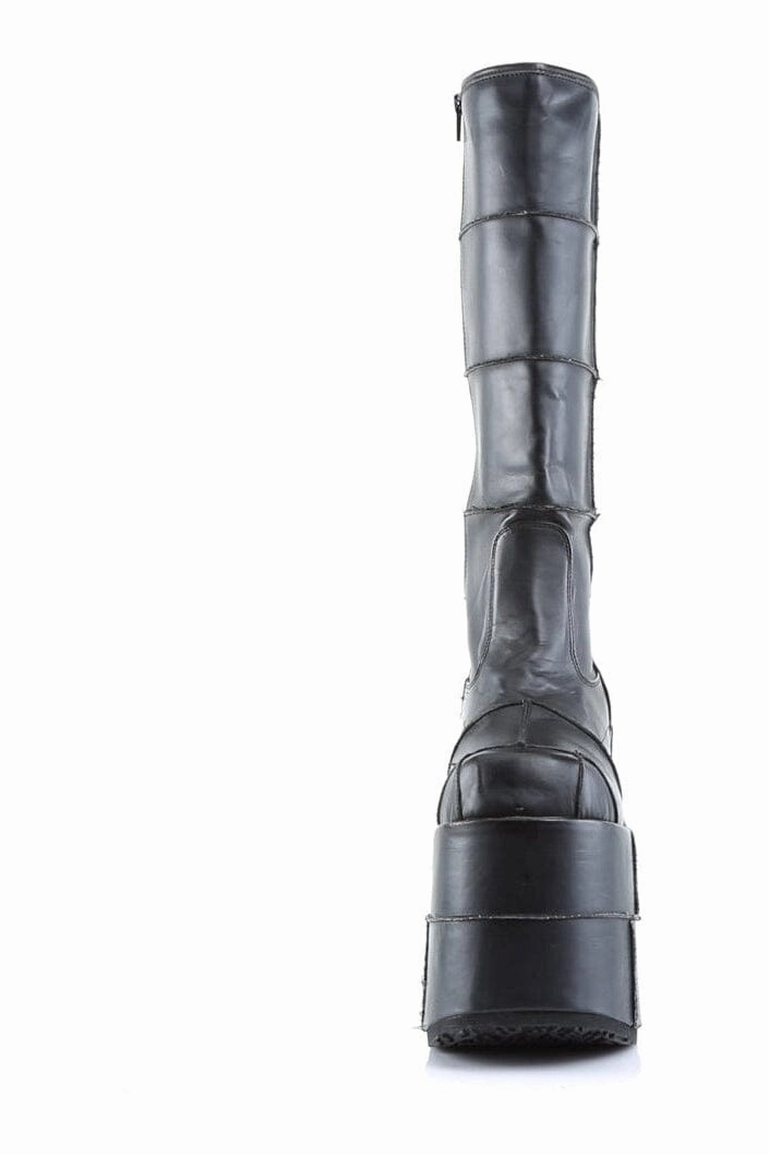 STACK-301 Black Vegan Leather Knee Boot