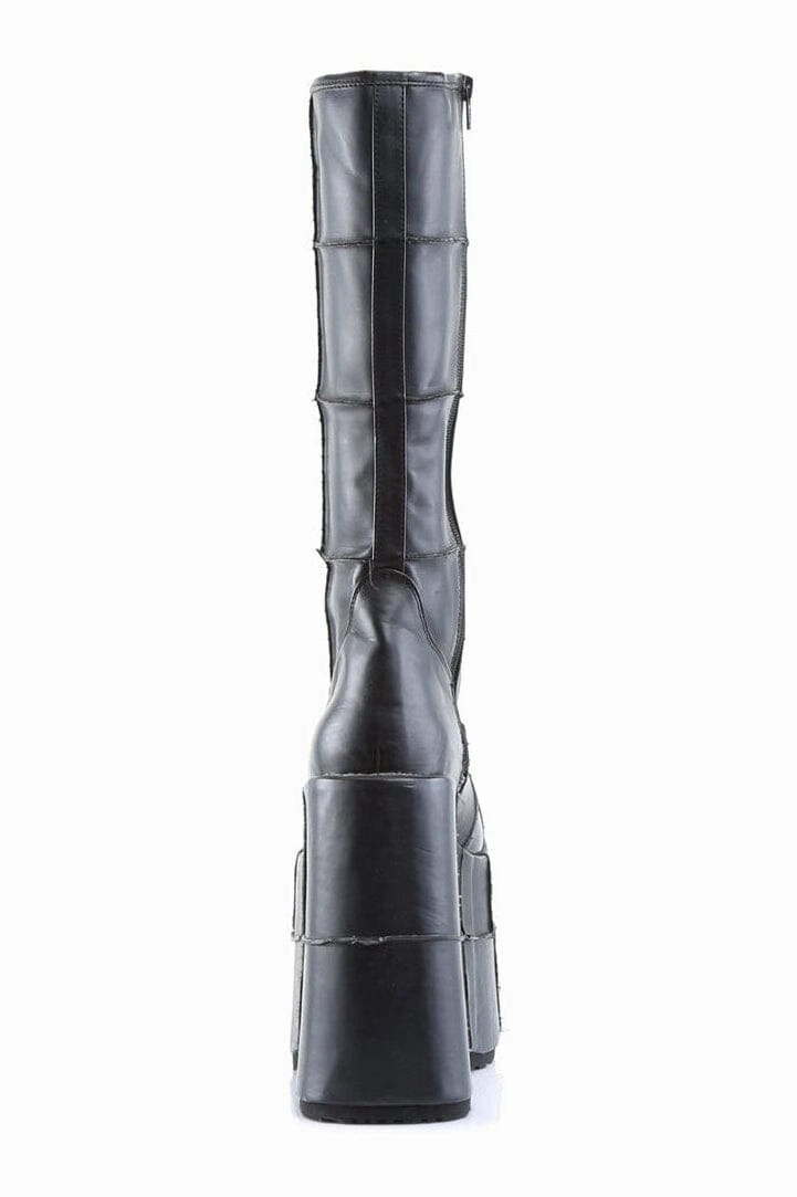 STACK-301 Black Vegan Leather Knee Boot