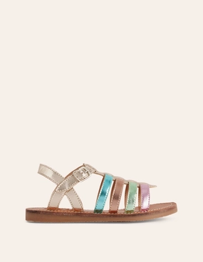 Strappy Metallic Sandals-Mutli Ombre Metallic