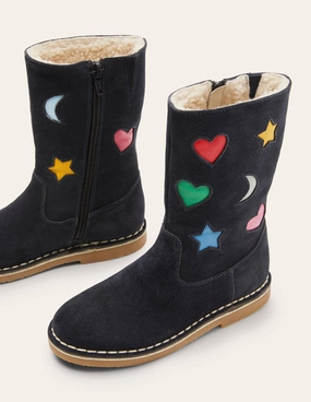 Tall Boots-Navy Suede Rainbow